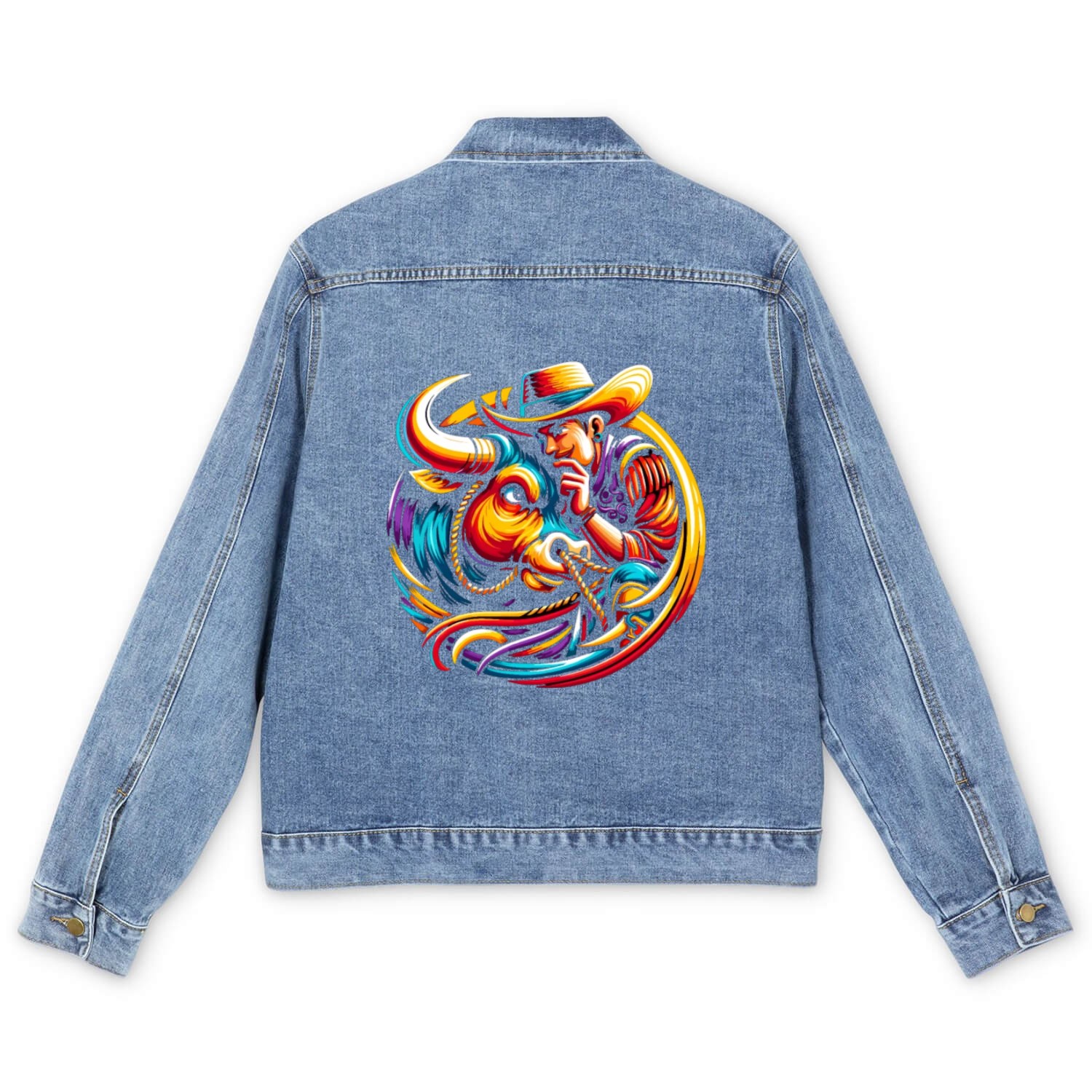 Rodeo Bull Riding Livestock Show Farmer Cattle Men's Denim Jackets