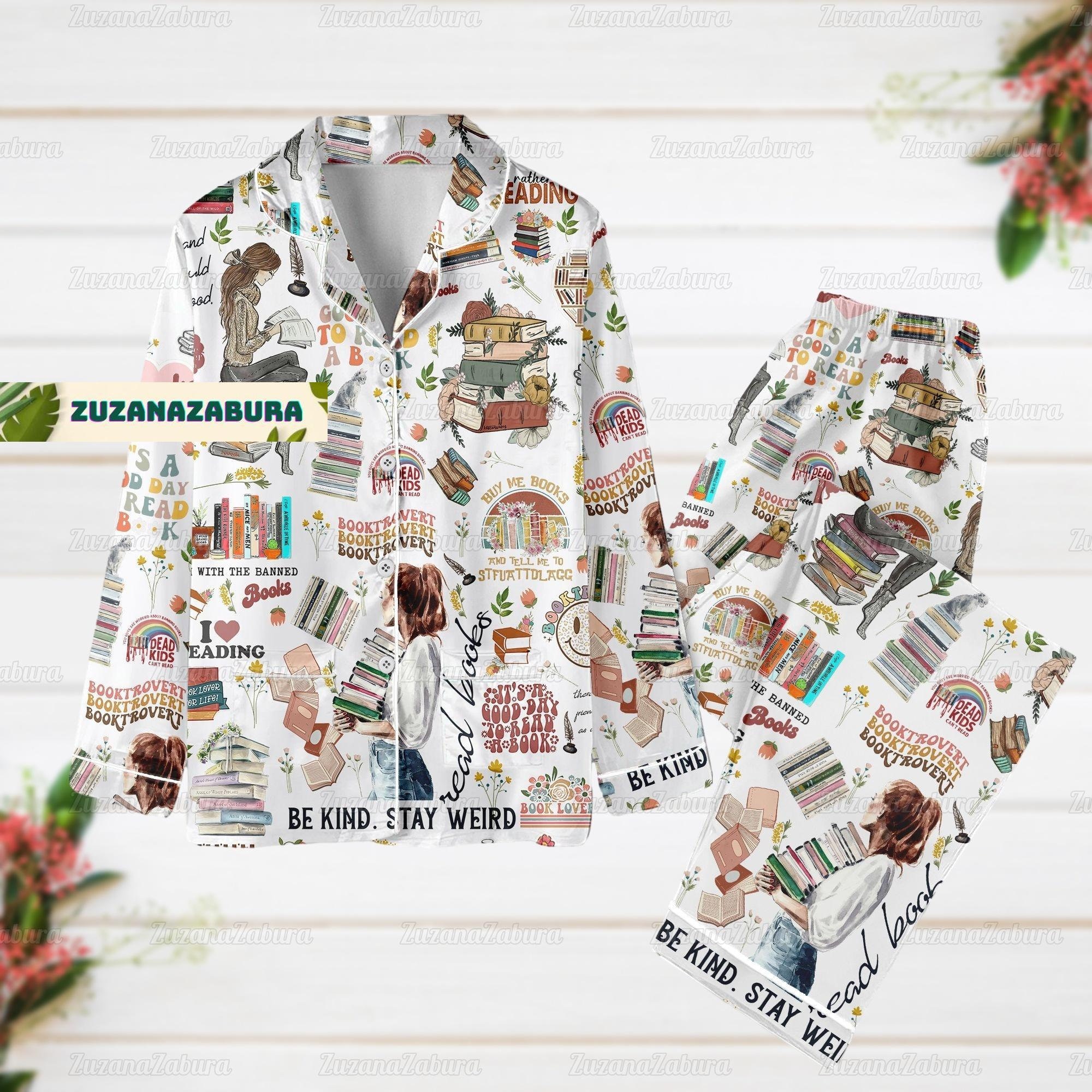 Books Pajamas Set, Books Shirt, Books Gift, Books Pajamas, Booktrovert Pajamas, Booktrovert Pajamas Set, I Love Reading Shirt