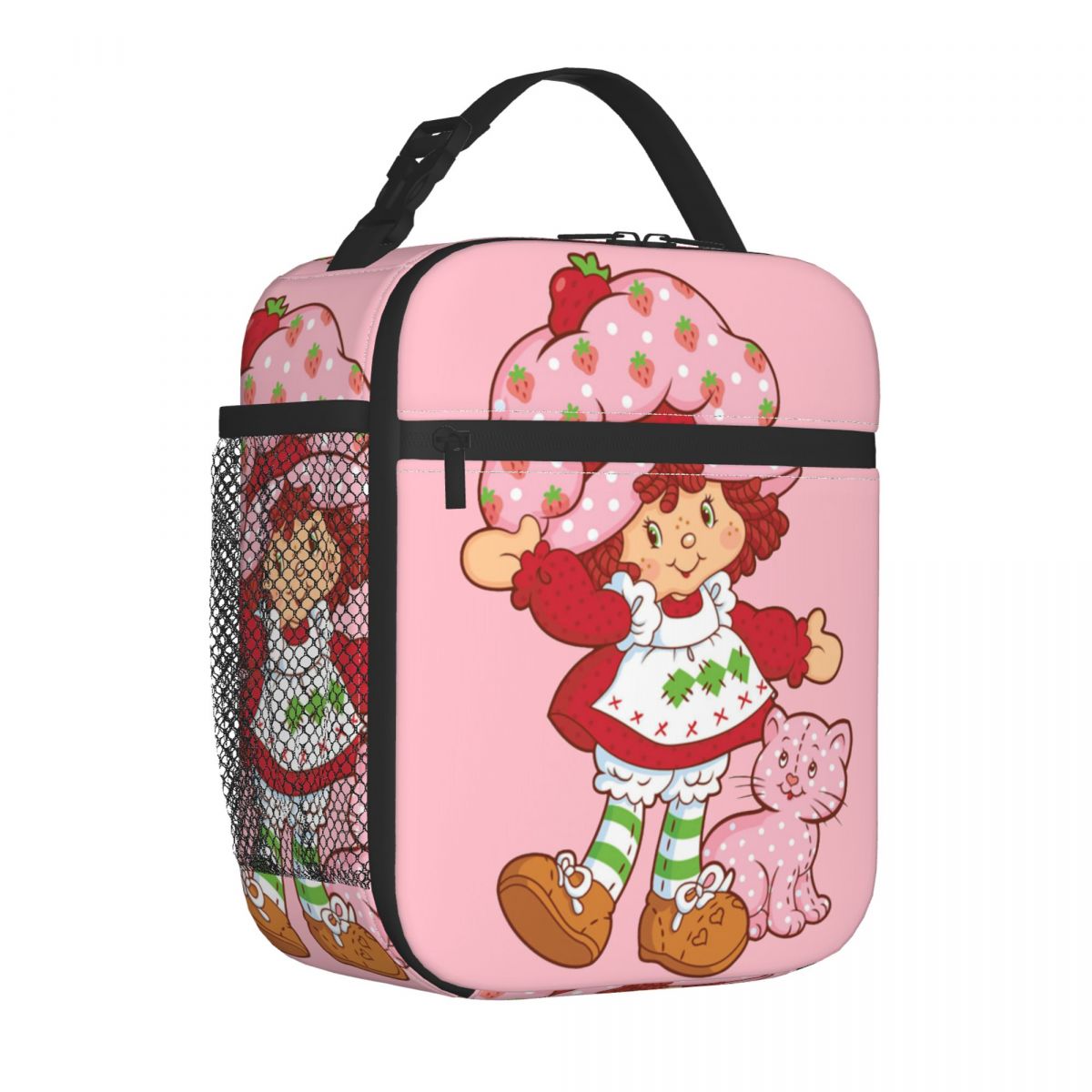 Strawberry Shortcakes Girl Anime Insulated Lunch Bags, Cooler Bag Meal Container Portable Tote Lunch Box, Food Bag College Travel