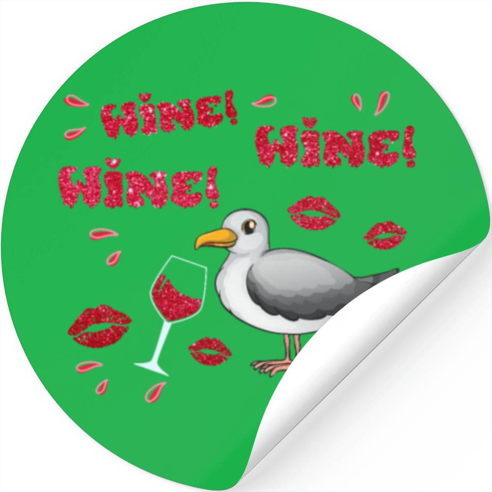 Wine Seagull Bird Lover Shorebird Seagulls Stickers