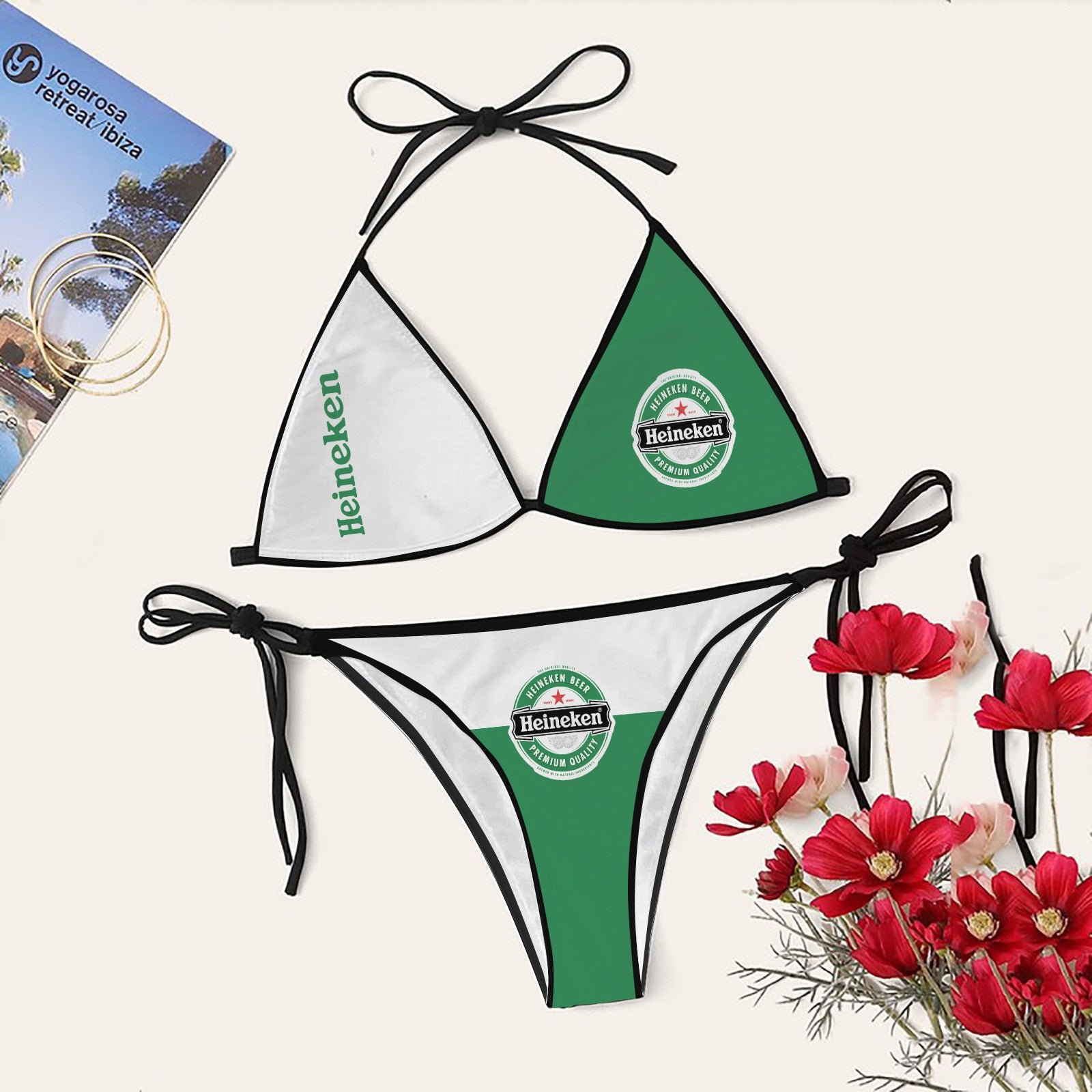 Women's Simple Wave Triangle Sling Bikini Swimsuit