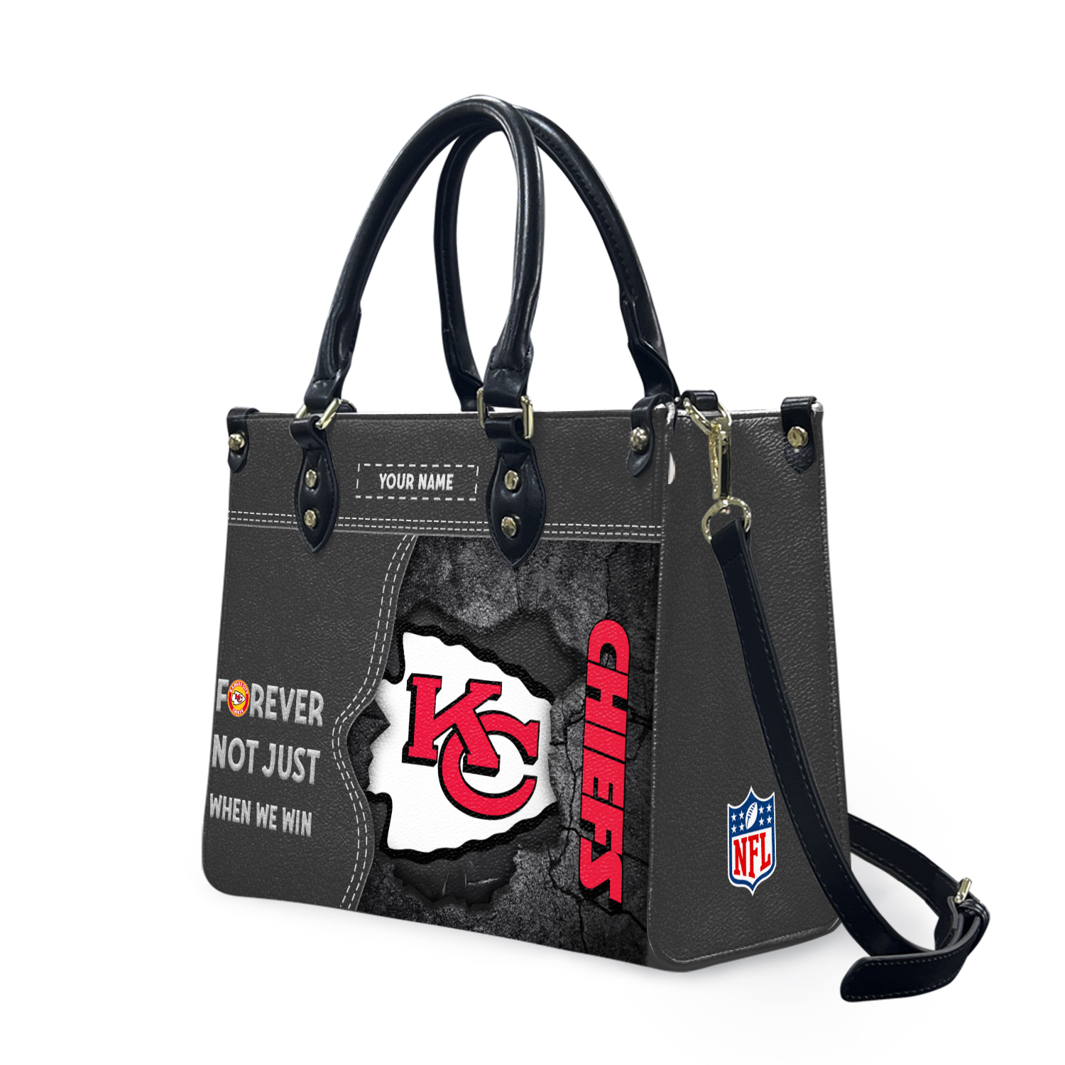 Kansas Citys Team Chiefs Forever Leather Bag, Sport Leather Bag, Unisex Bag