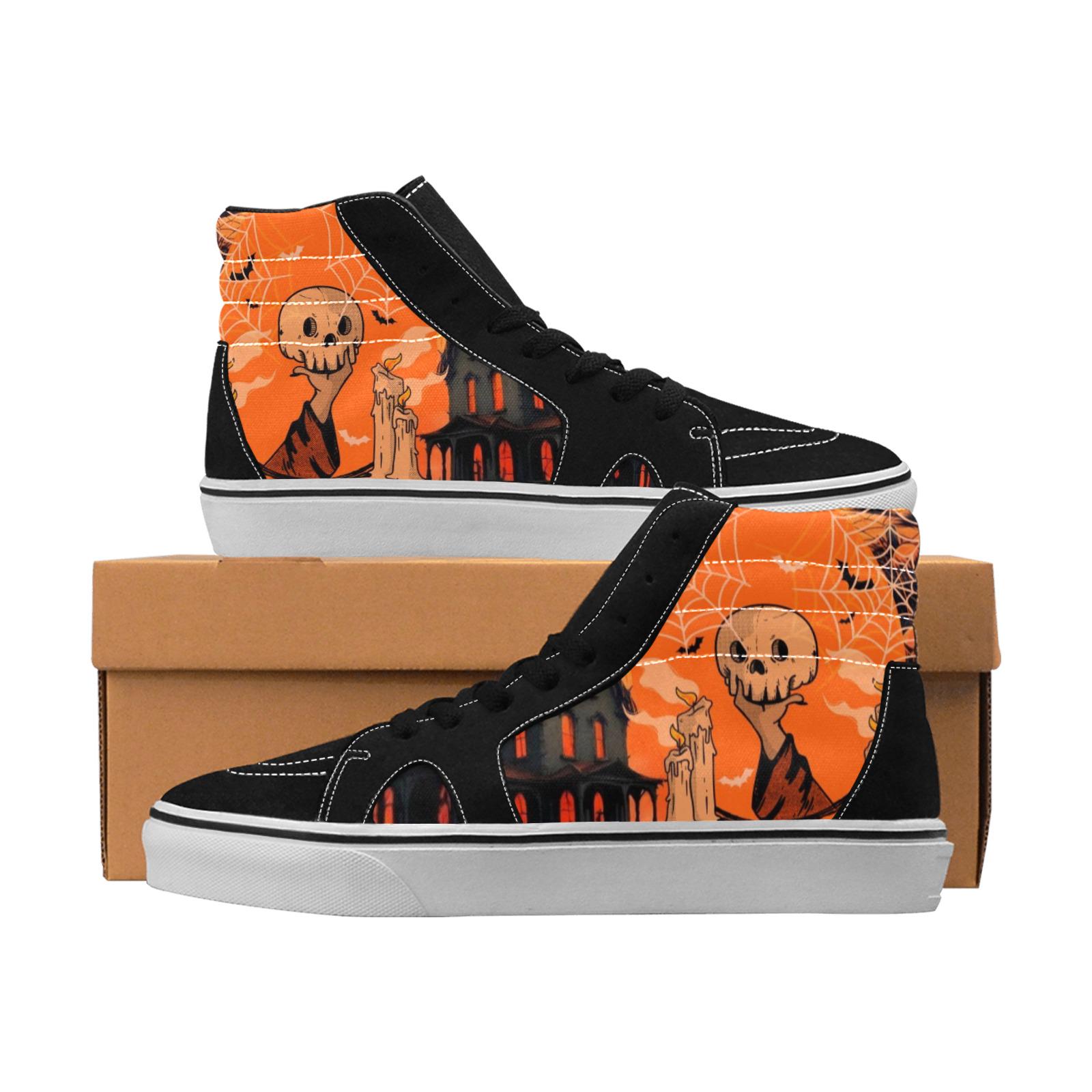Haunted House Skull High Top Shoes Sneakers for Men and Women