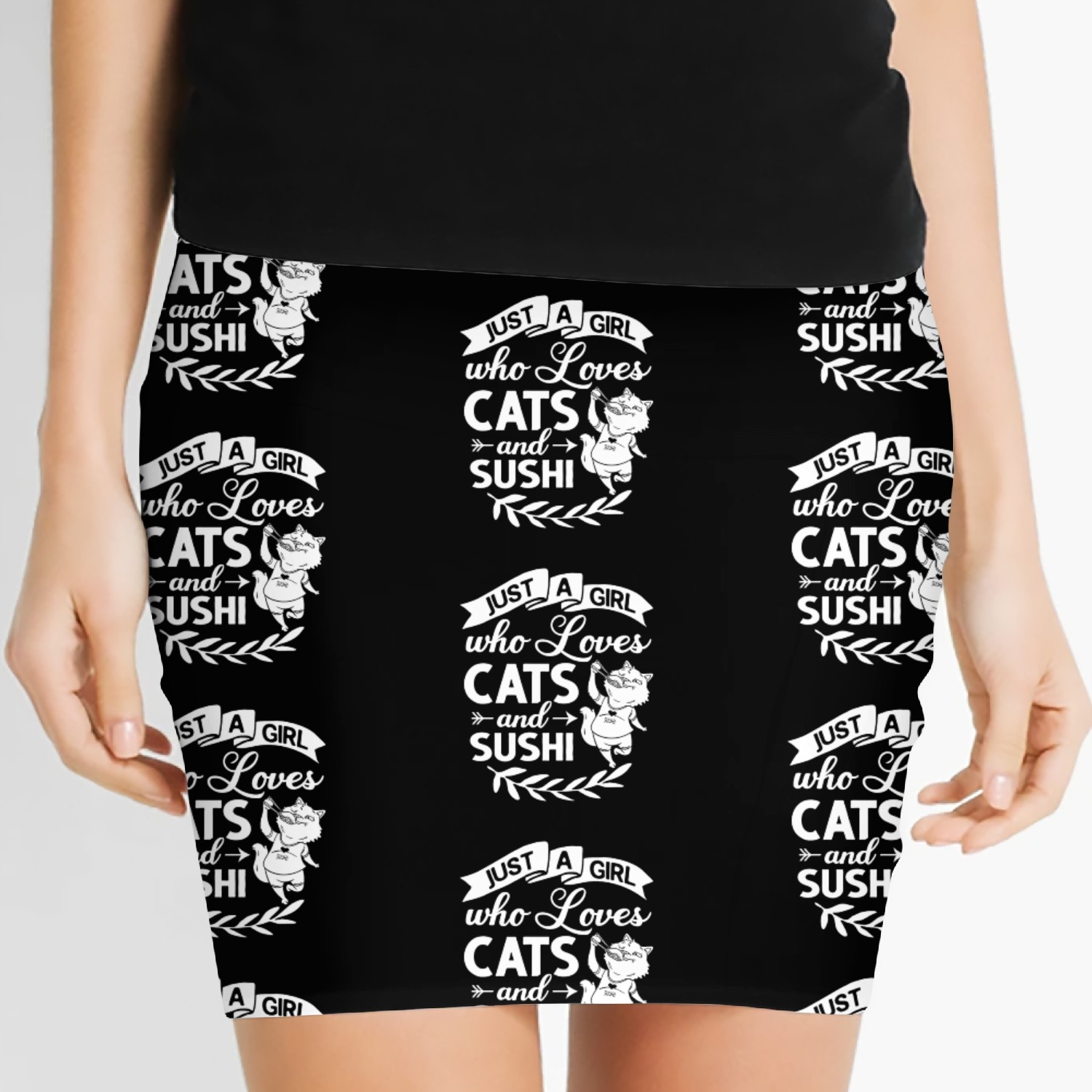 Cat Sushi Japanese Rice Roll Nigiri Bowl Maker Women's Mini Skirts