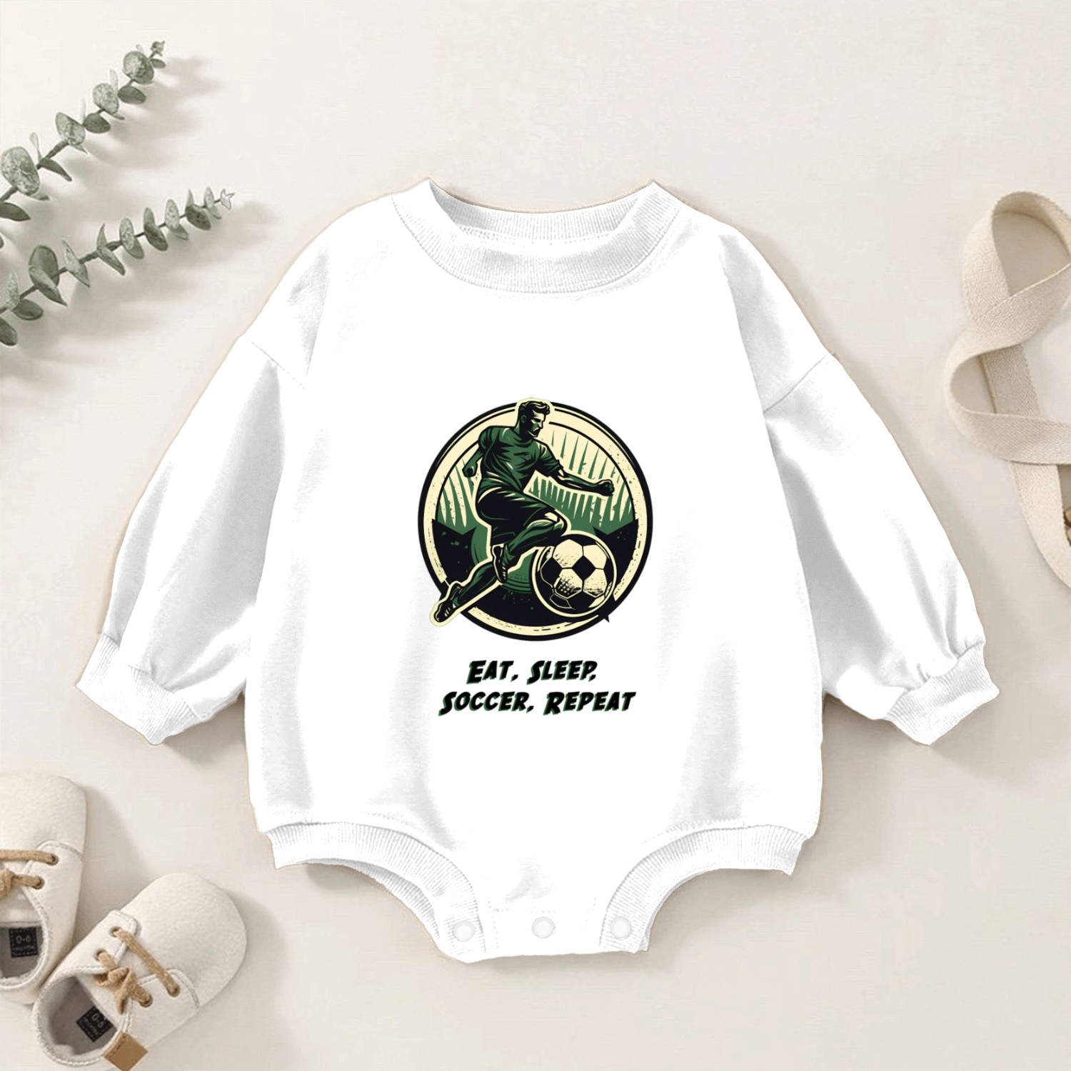 Eat Sleep Soccer Repeat Baby Romper Sweatshirts