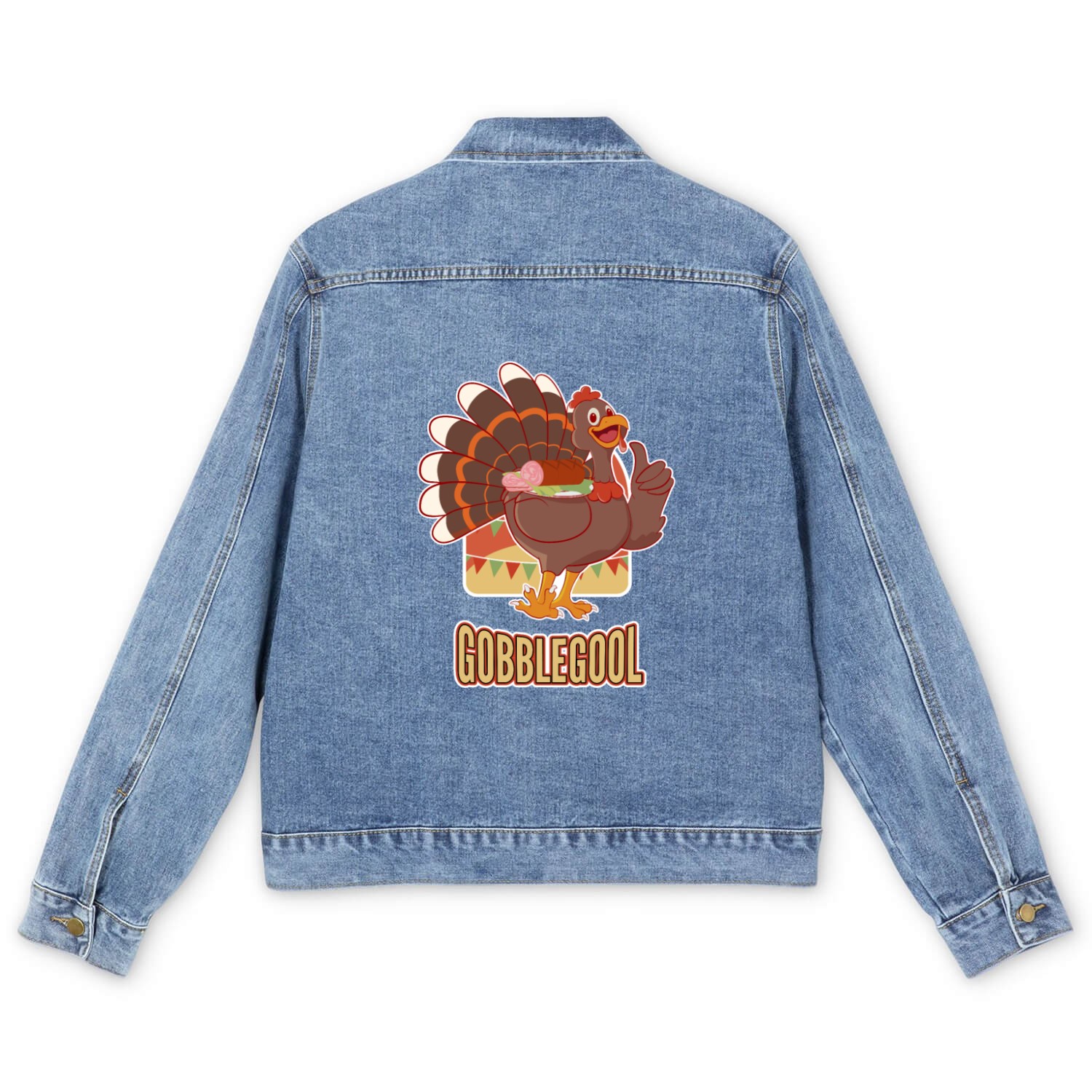 Gobblegool Thanksgiving Turkey Men's Denim Jackets