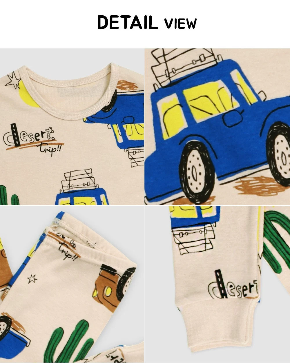 Boys car Pajamas, kids pajama set, Pajama set for boys and girls, desert truck pajamas, Korean pajamas