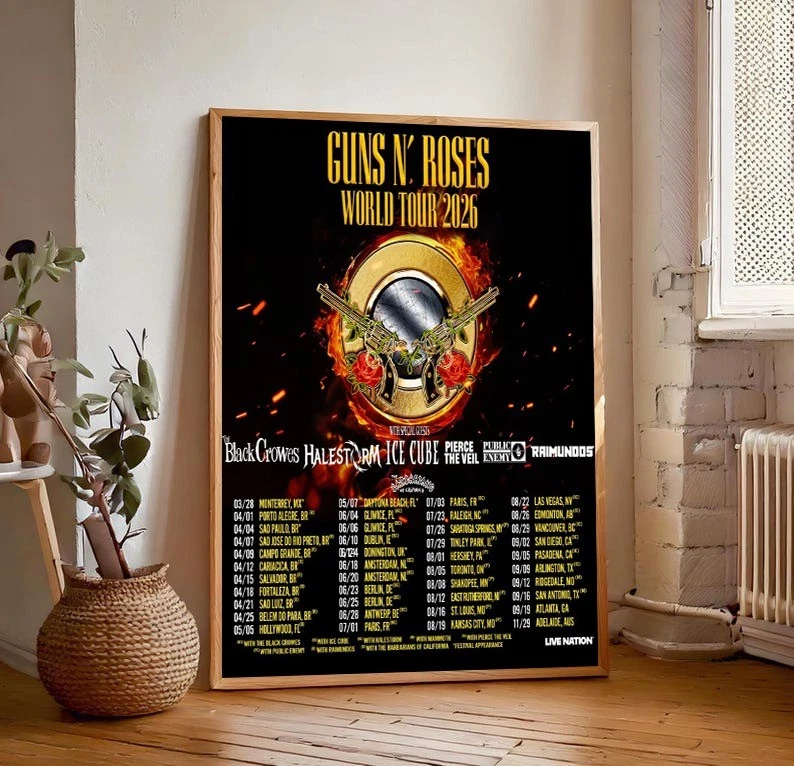 Guns N Roses World Tour 2026 Poster, Vertical Premium Matte Poster