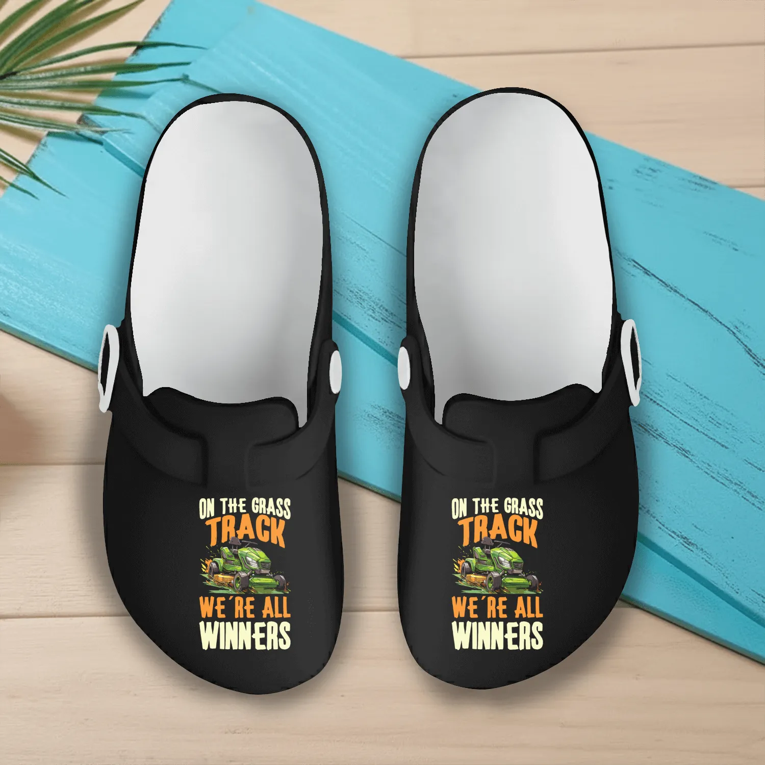 Lawn Mower Racing Gardener Racing Lawnmower Slip On Clogs