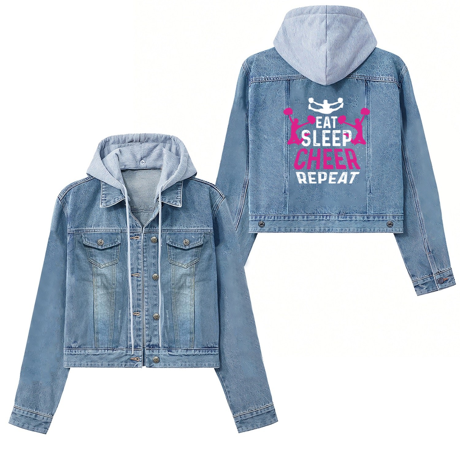 Eat Sleep Cheer Cheerleader Gift Women's Denim Jackets