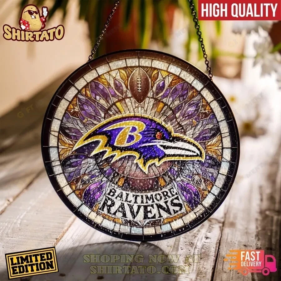 Baltimore Football Team Ravenss Suncatcher Stained Glass Window Hanging Gift