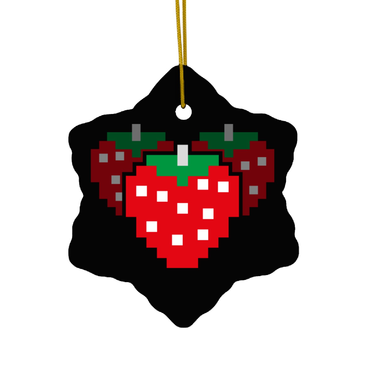 8 Bit Pixel Strawberry 80s Video Game 100 Days of Ceramic Ornaments