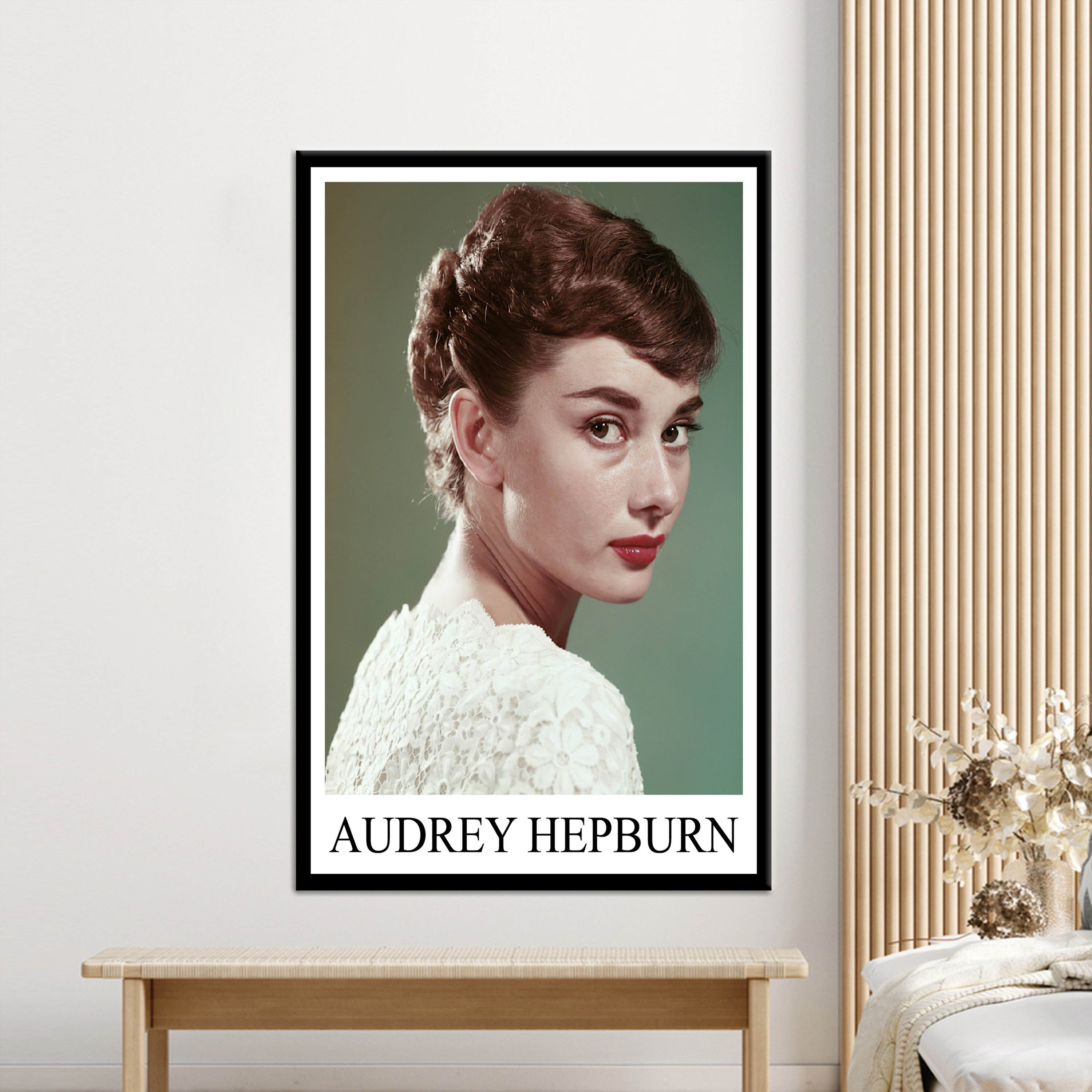 Audrey Hepburn Canvas Wall Art, Audrey Hepburn Black and White Canvas Wall Decor