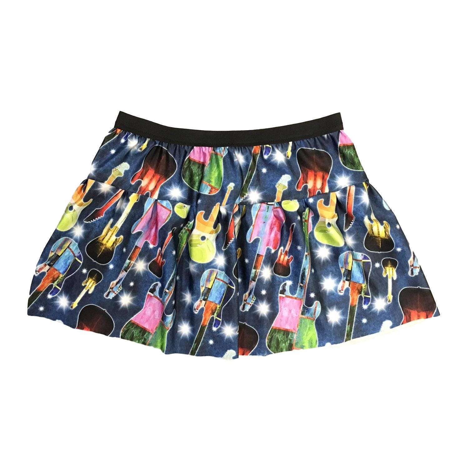 Rock And Roll Guitar print running skirt, Vegas Skirt