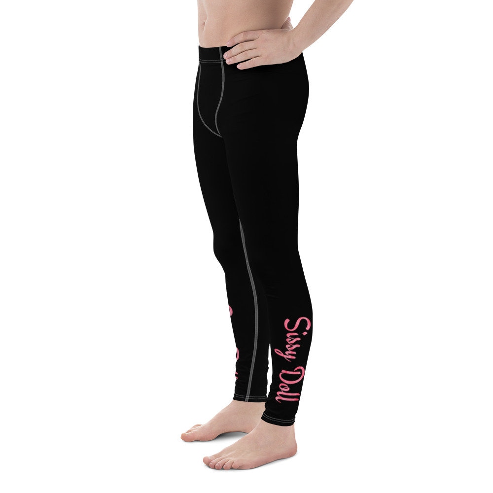 Sissy Doll Men's Leggings - lipsmacking pink text on black