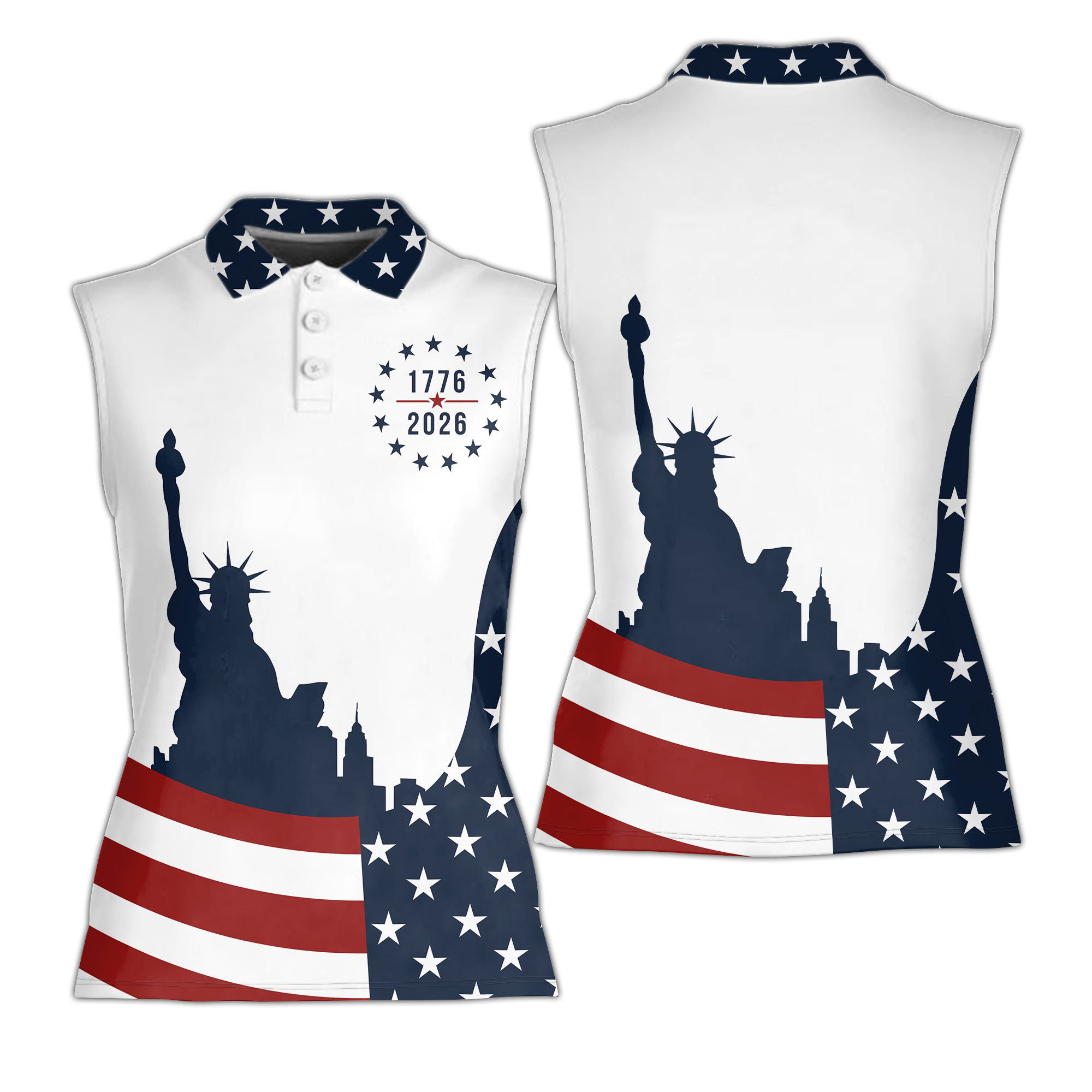 USA 250th Anniversary Golf Polo Shirts 1776 2026 Patriotic Couple Outfit Liberty Matching Golf Polos Sleeveless Women Men Shirts Gift