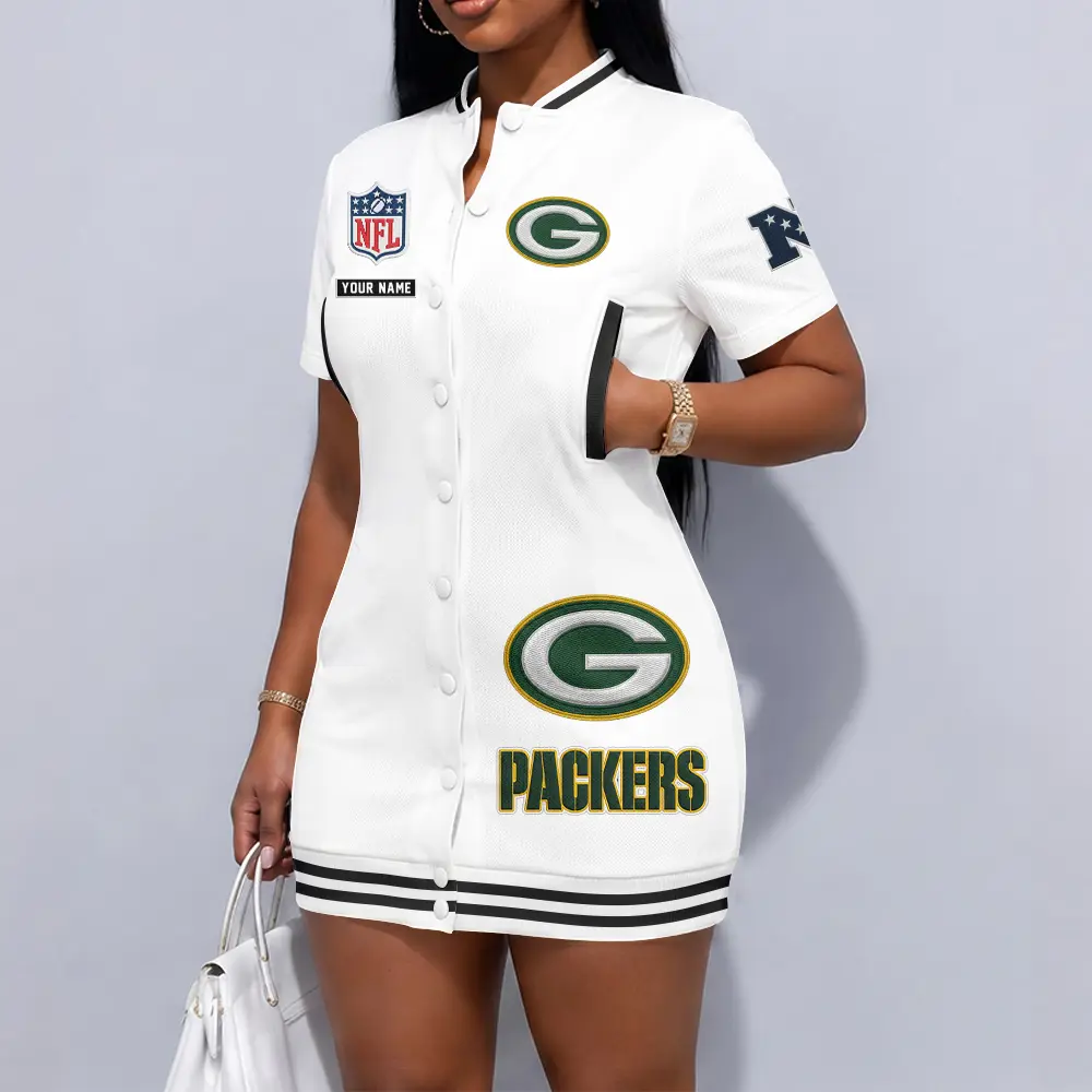 Green Bay Packers Women Baseball Button Front Dress