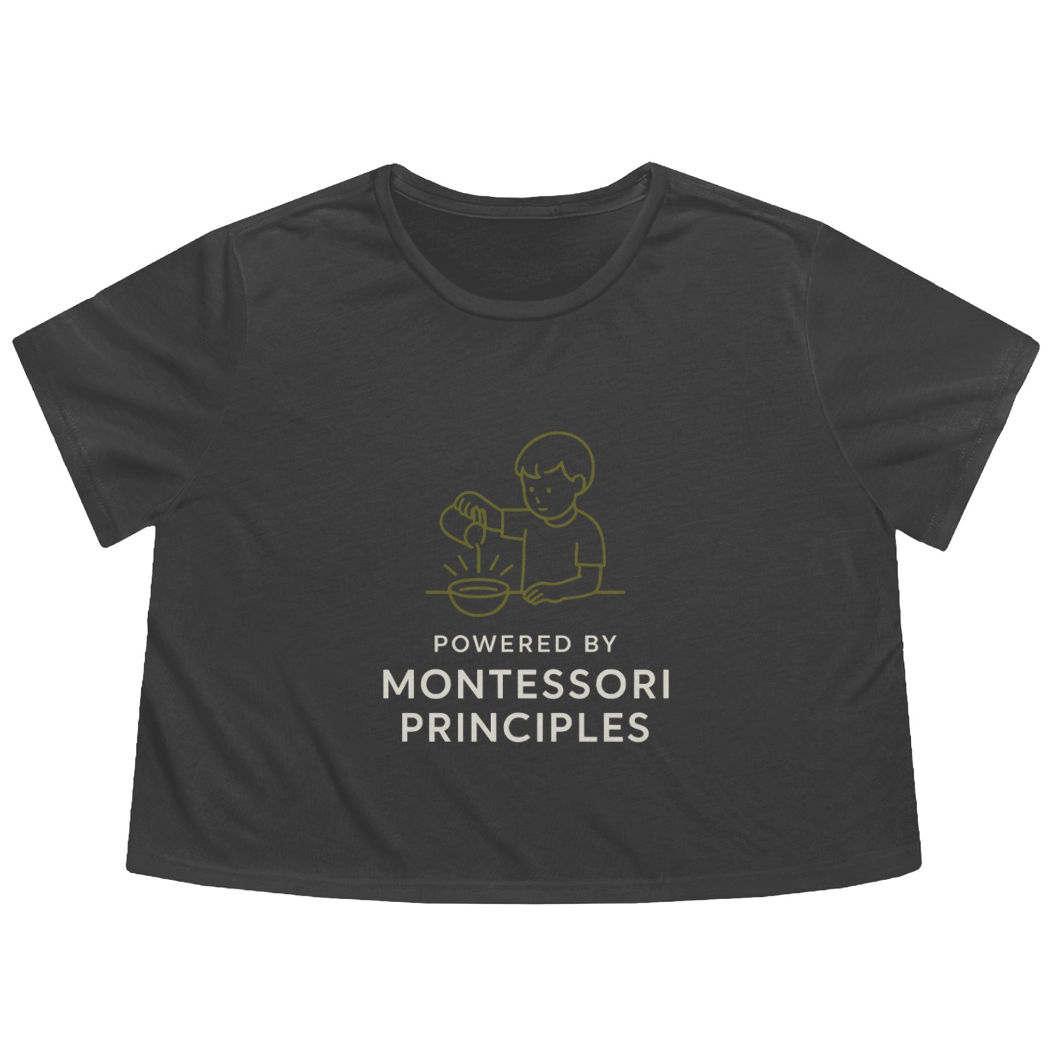 Montessori Mom Life Calm Learning Child Flowy Cropped Tees
