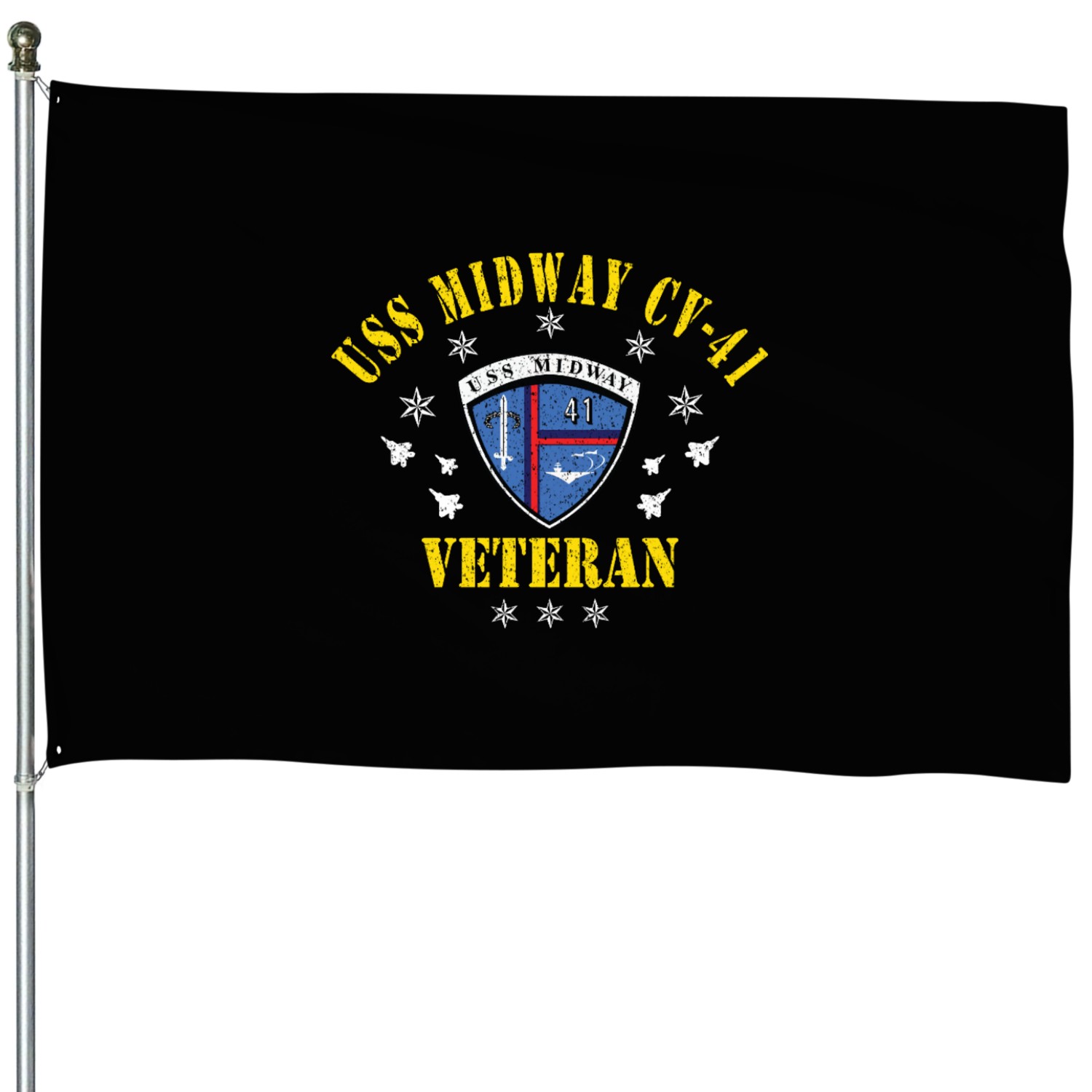 USS Midway CV 41 Aircraft Carrier Veteran USA F House Flags