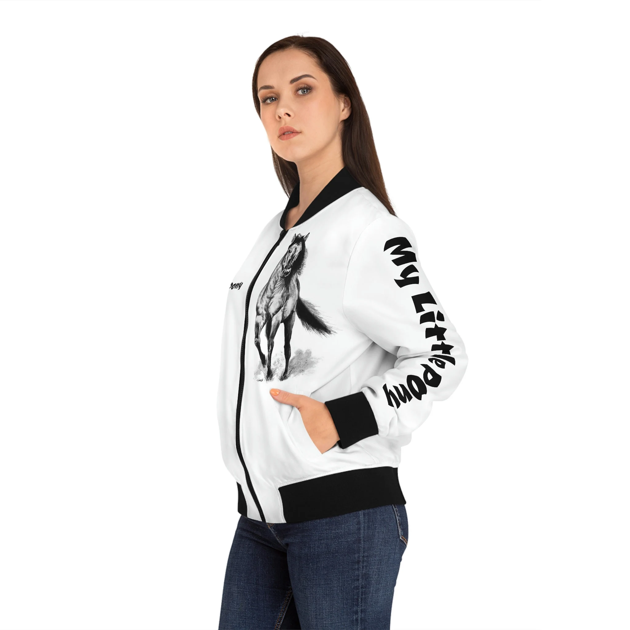 Women's Bomber Jacket (AOP) - "My Little Pony" Rodeo Horse Running