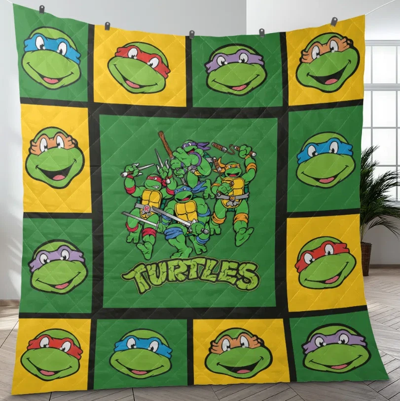 TMNT Quilt Blanket for Home Decor and Fans