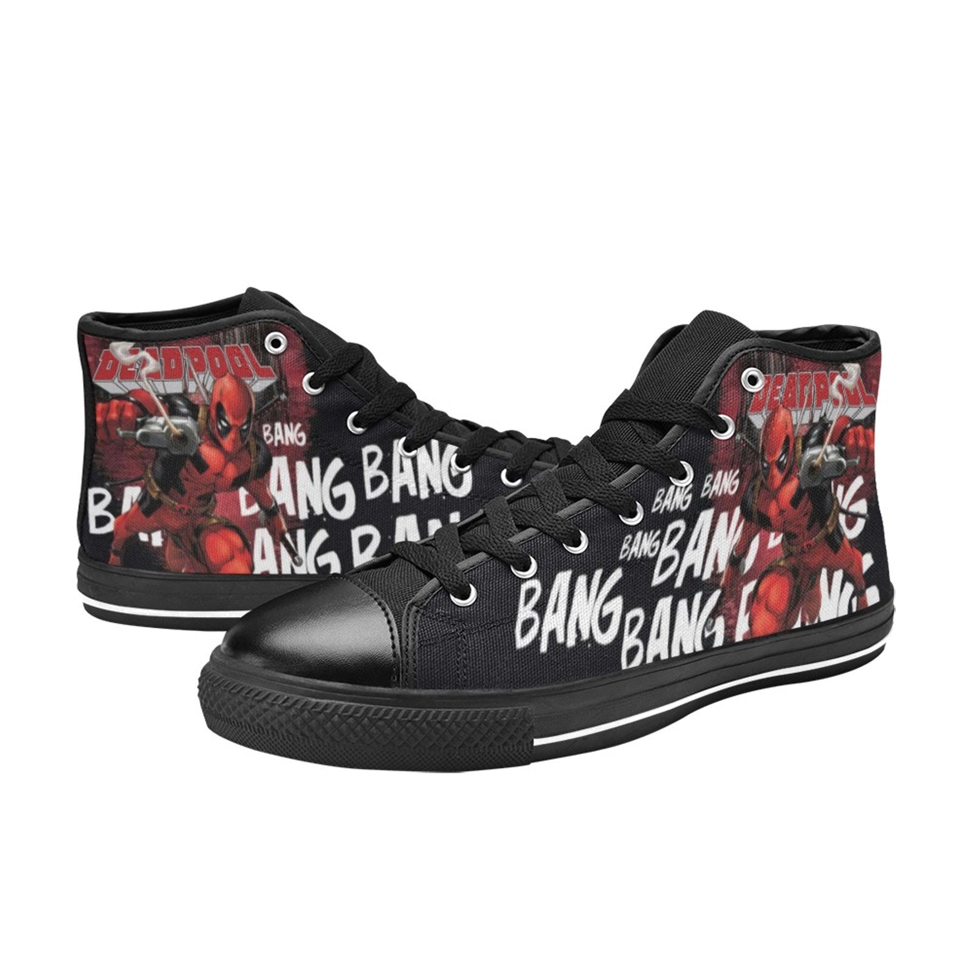 Unisex High Top Canvas Shoes, Deadpool Bang Bang High Top Sneakers