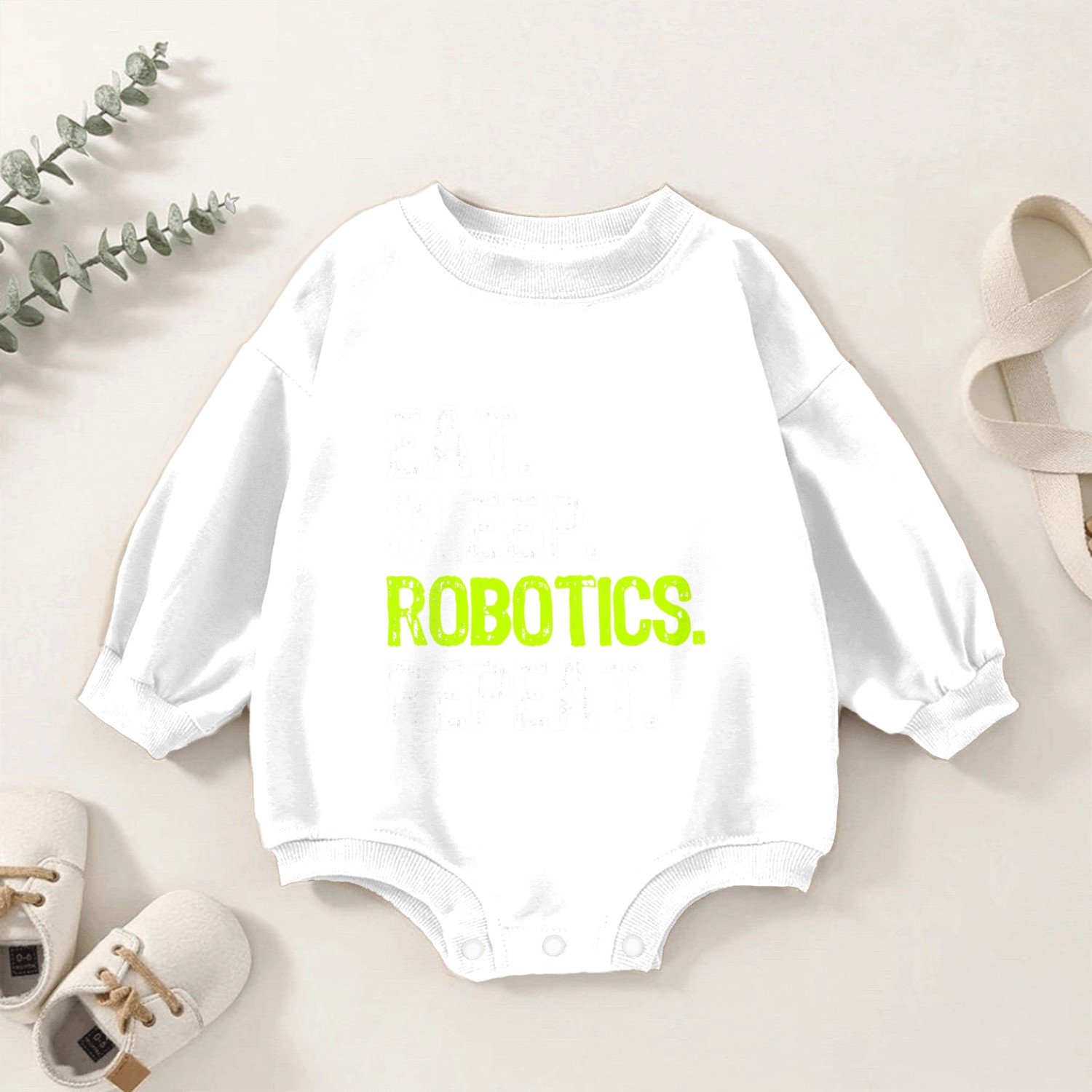 Womens Eat Sleep Robotics Repeat Robot Engineer Fu Baby Romper Sweatshirts