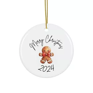 Ceramic Ornament, 4 Shapes Merry Christmas 2024