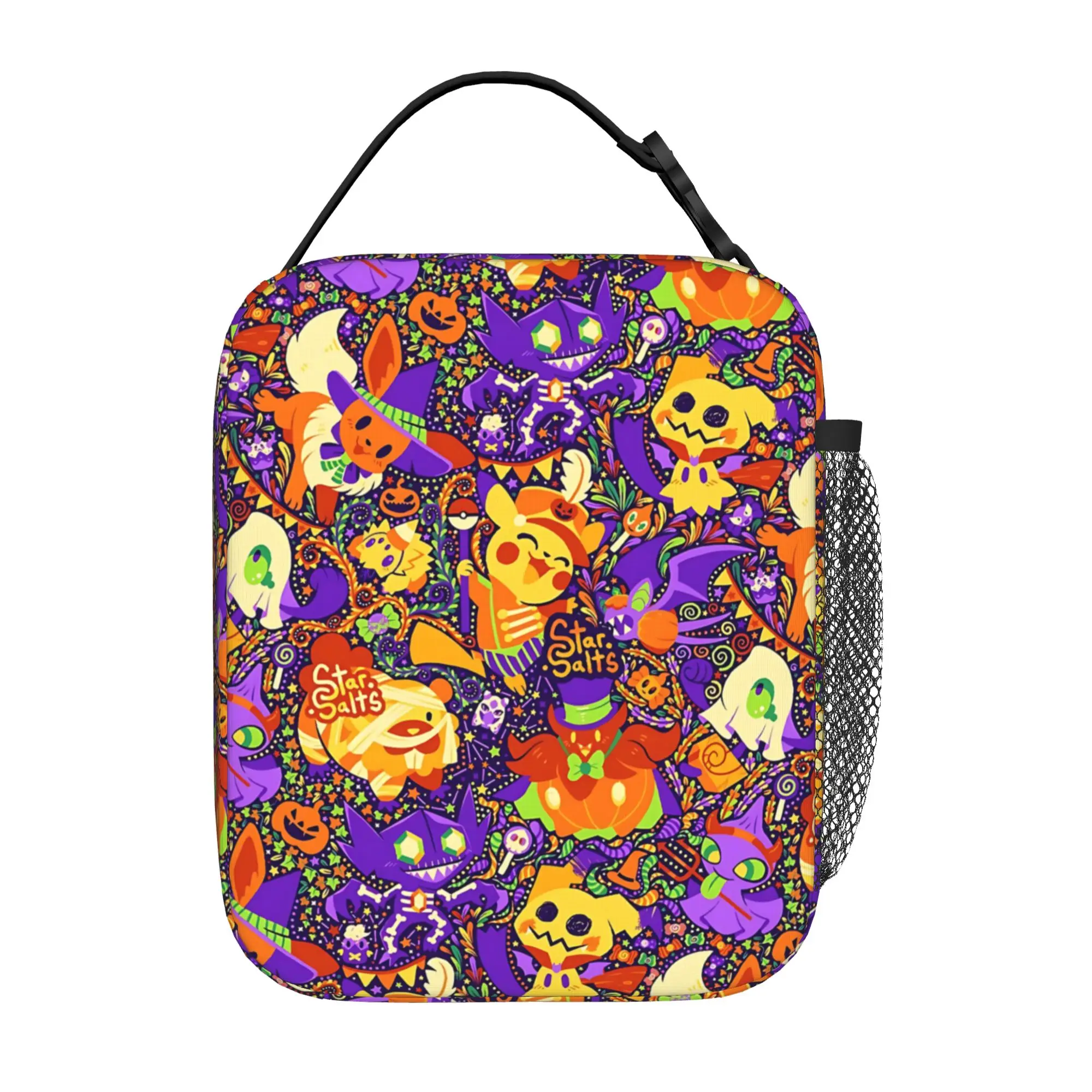 PKM Cartoon Theme Insulated Lunch Bag, Student Bento Lunch Handbag, Reusable Kids Lunch Cooler Bag