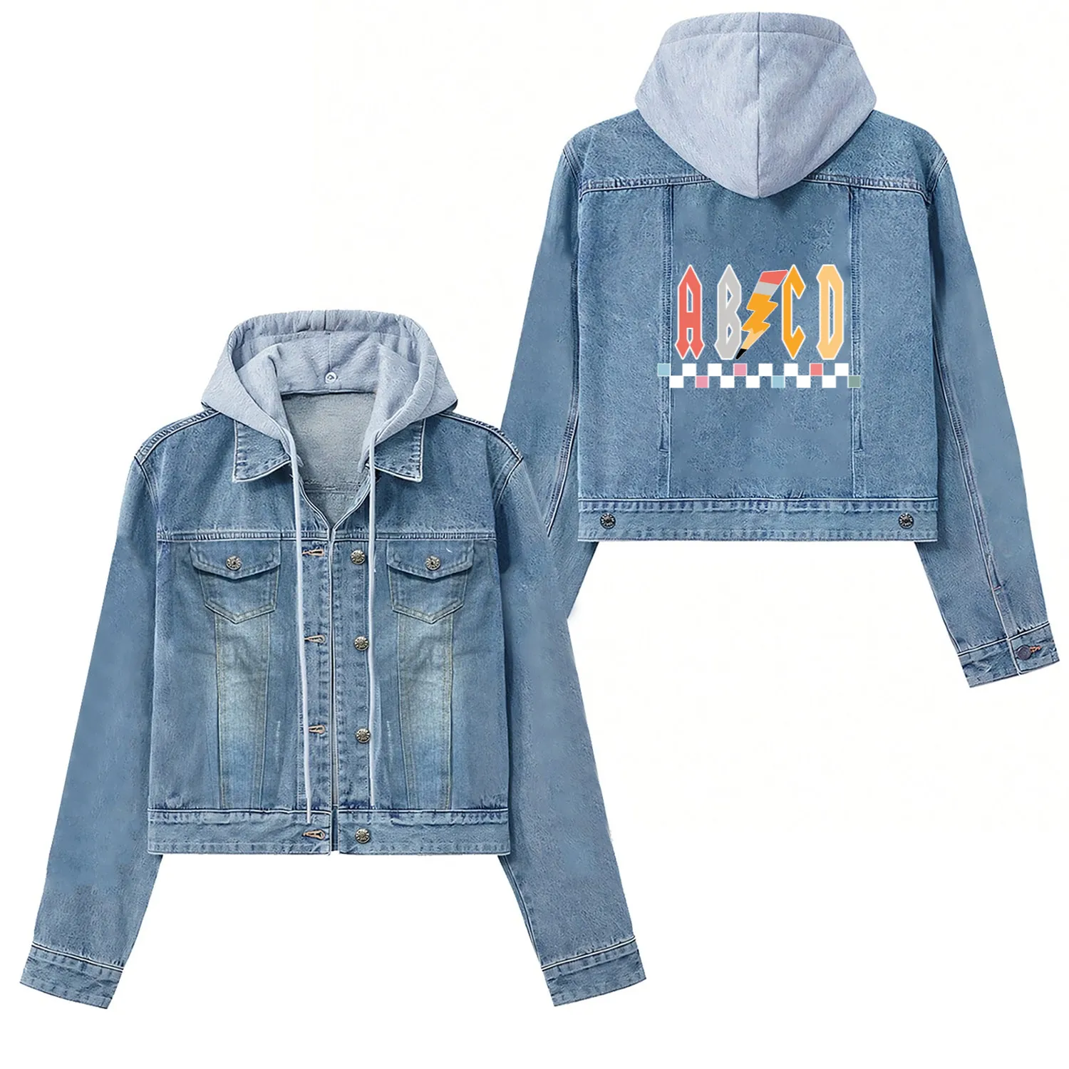 Abcd Teacher Women's Denim Jackets, Teacher Appreciation Gift, Kin