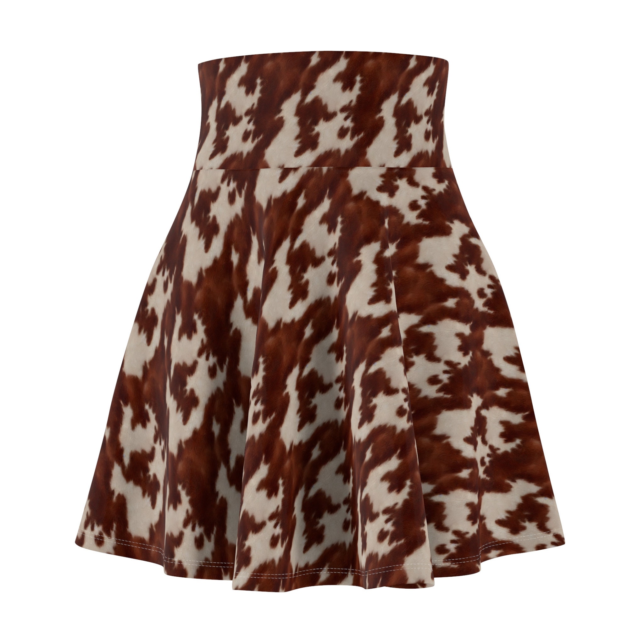 Cow Print Skater Skirt, Women's Fashion, Animal Print Clothing, A-Line Skirt, Cute Summer Apparel, Farm Animal Lover Gift