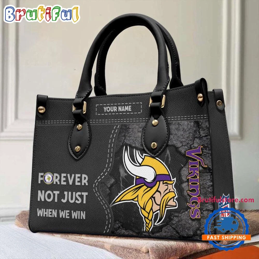 Minnesota Team Vikings Forever Leather Bag, Football Women Leather Handbag