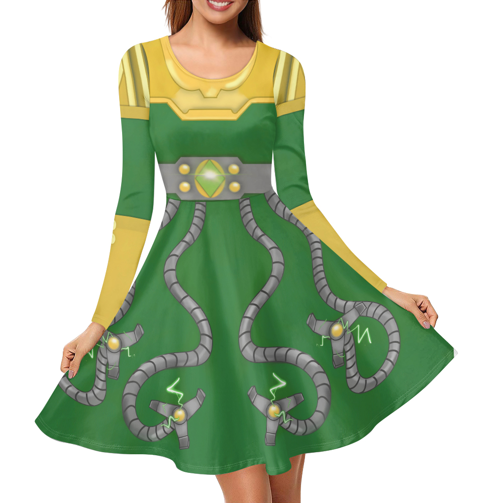 Adult Doc Ock inspired Long Sleeve Dress - Halloween Dress - Cosplay Costume