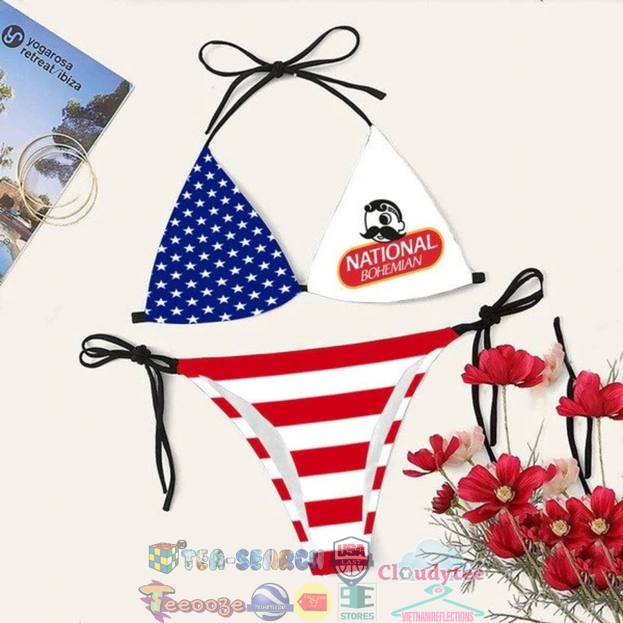 National Bohemian Beer American Flag Women's Sling Bikini Swimsuit Set