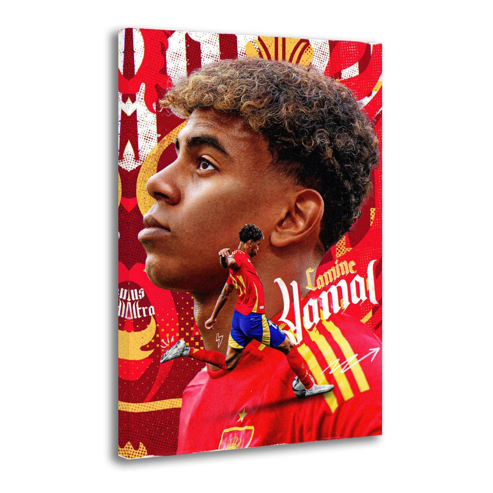 Lamine Yamal Football Canvas Print, Spanish Football Player Wall Art