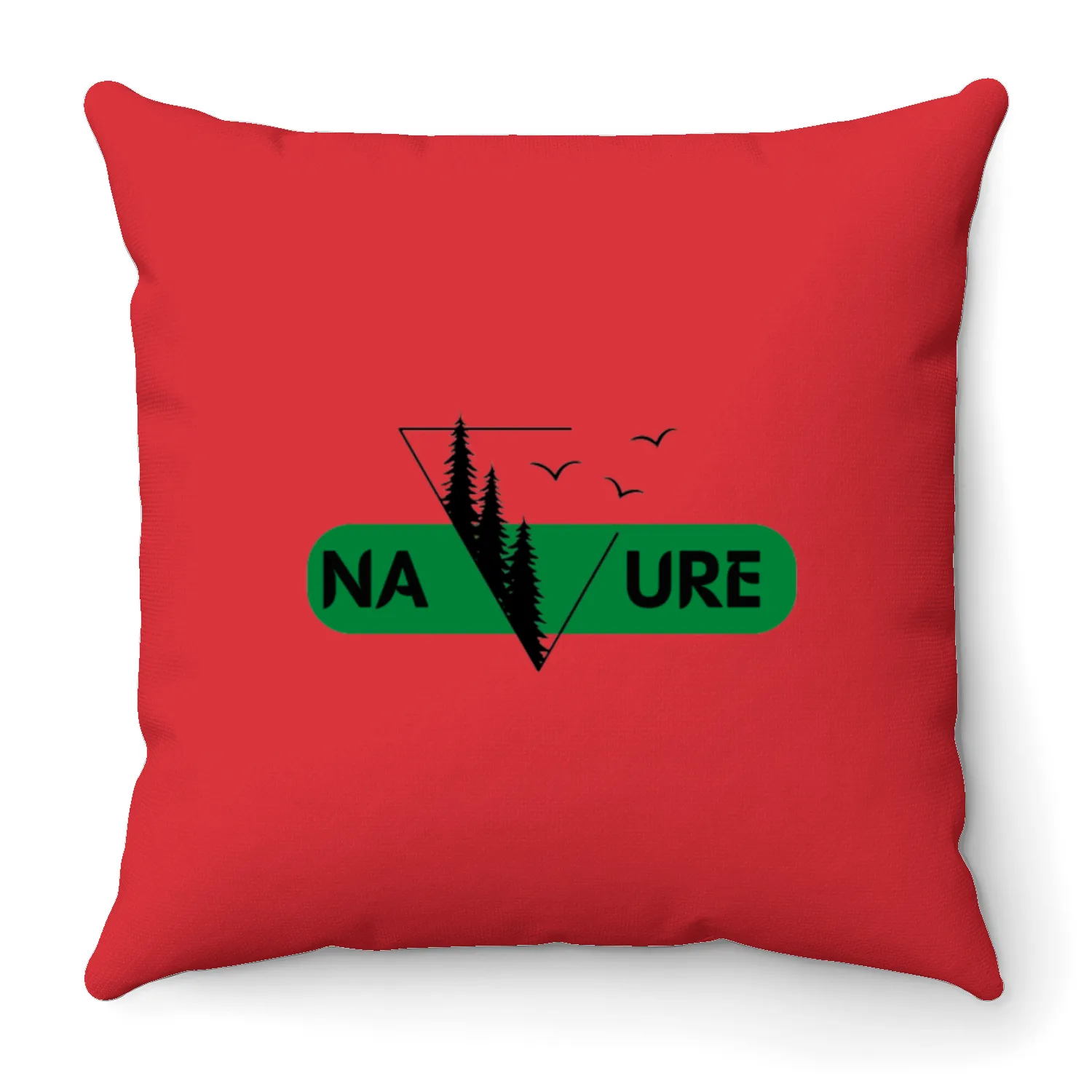 Trees and birds of nature Throw Pillows
