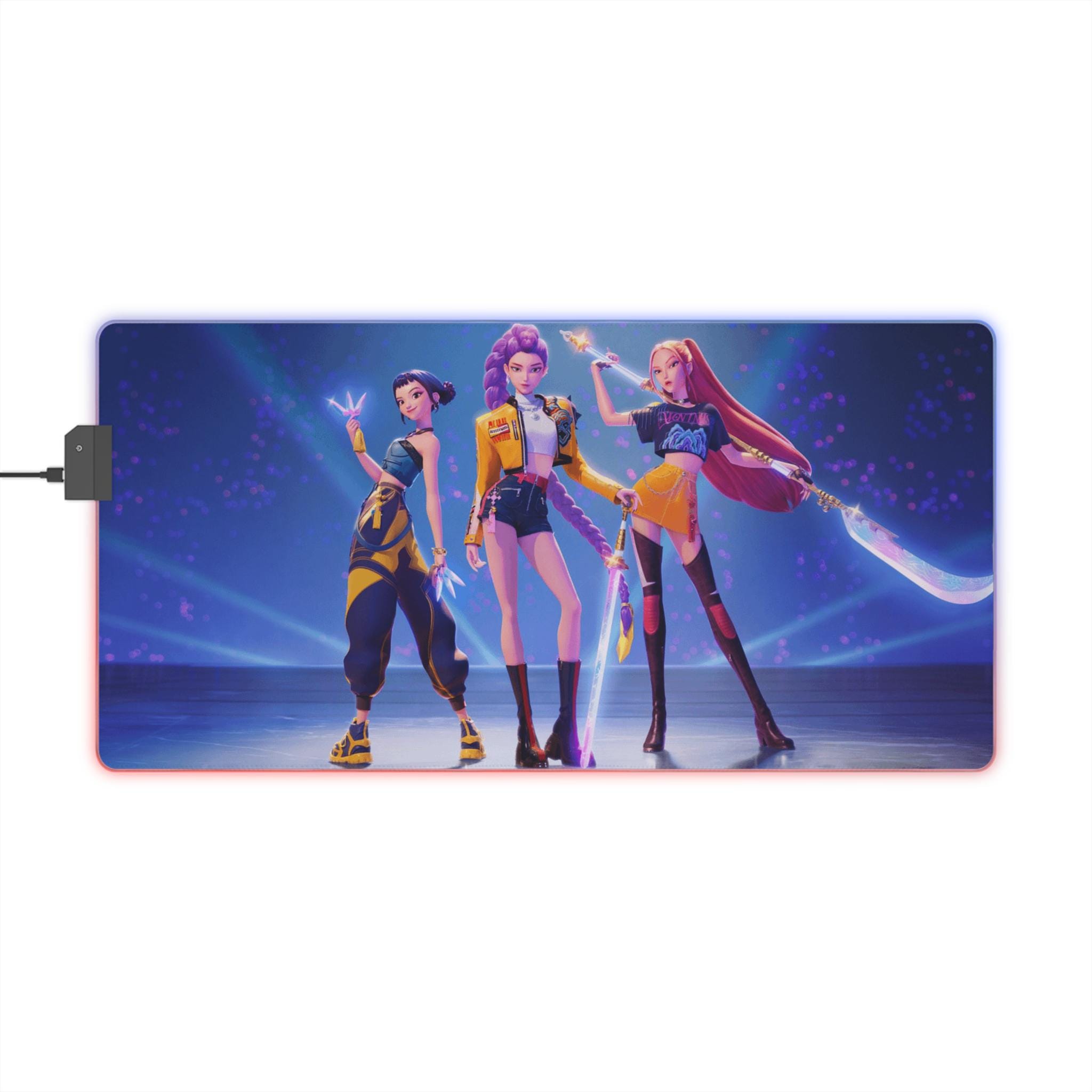 KPOP Demon Hunters LED Gaming Mouse Pad Desk Mat for Girls