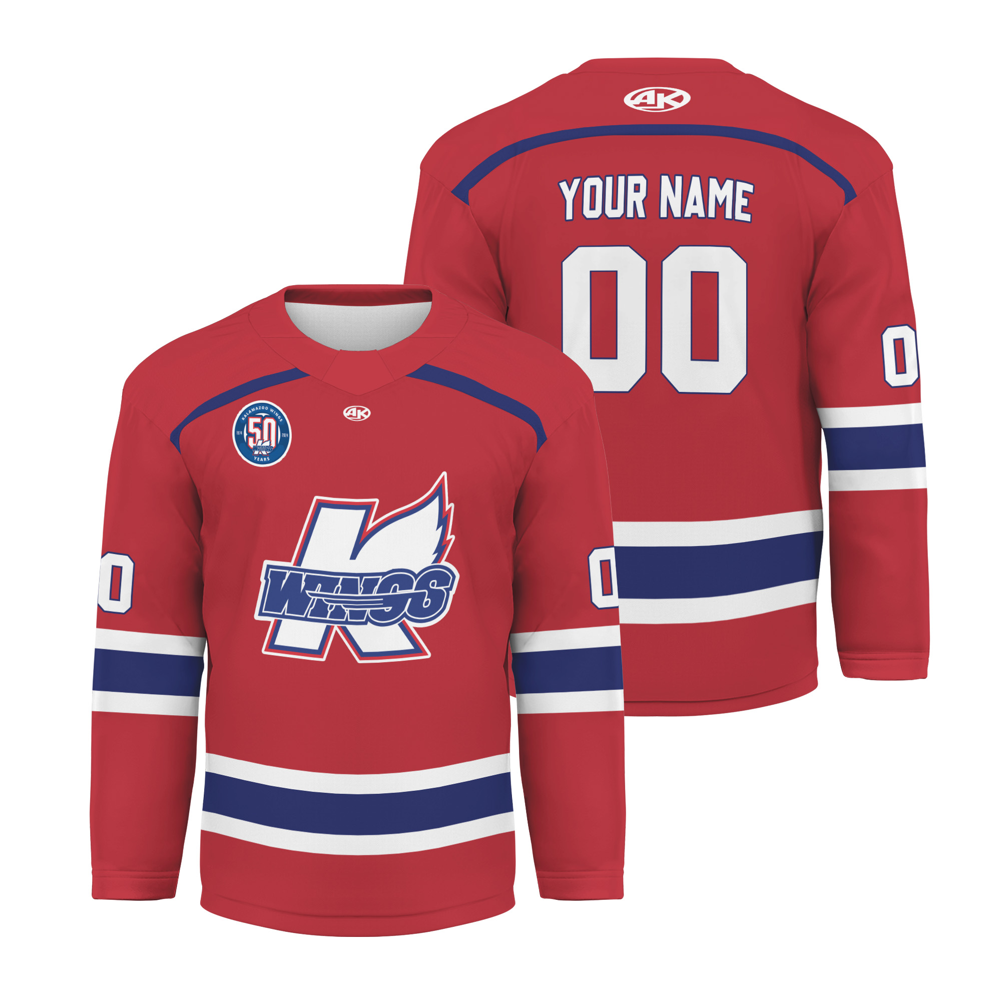 Personalized Kalamazoo Wings Red V-shaped Hockey Shirt Men's Fan Gear Xmas Gift