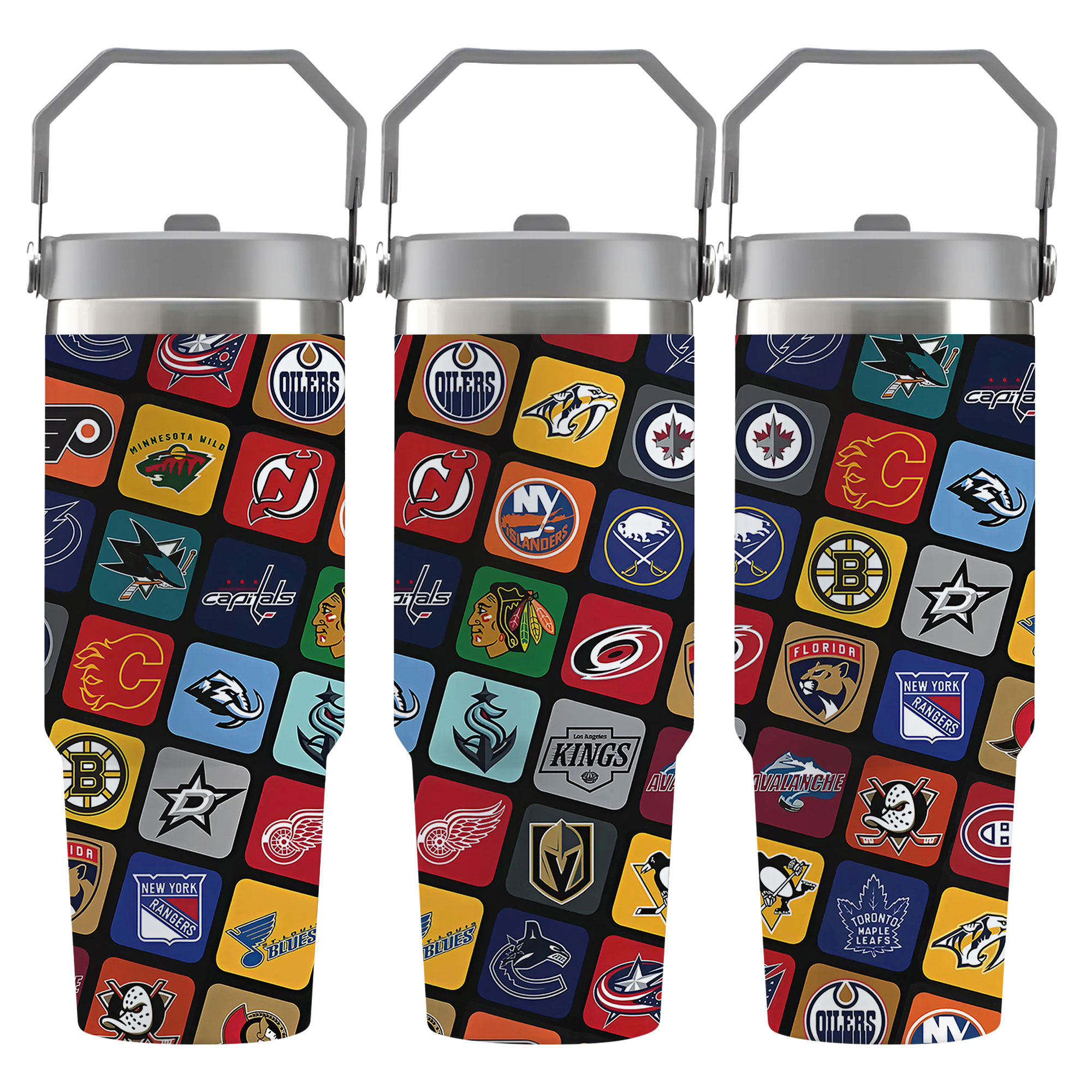 Hockey Teams 30 oz Stainless Steel Water Bottle