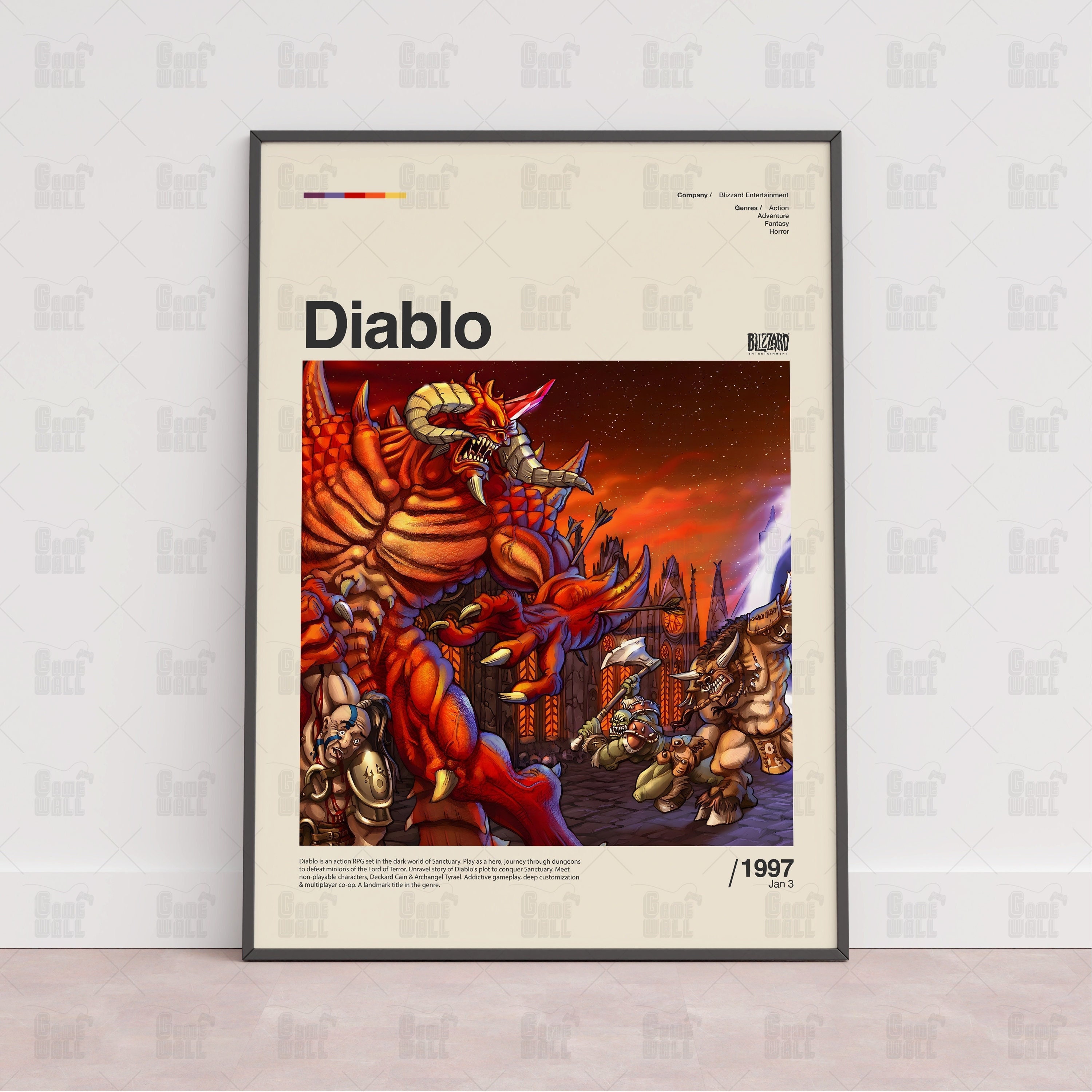Diablo Poster, Gaming Room Poster, Gaming Wall Poster, Gaming Print Poster, Game Gift, Video Games Poster, Gaming Wall Art, Custom Game