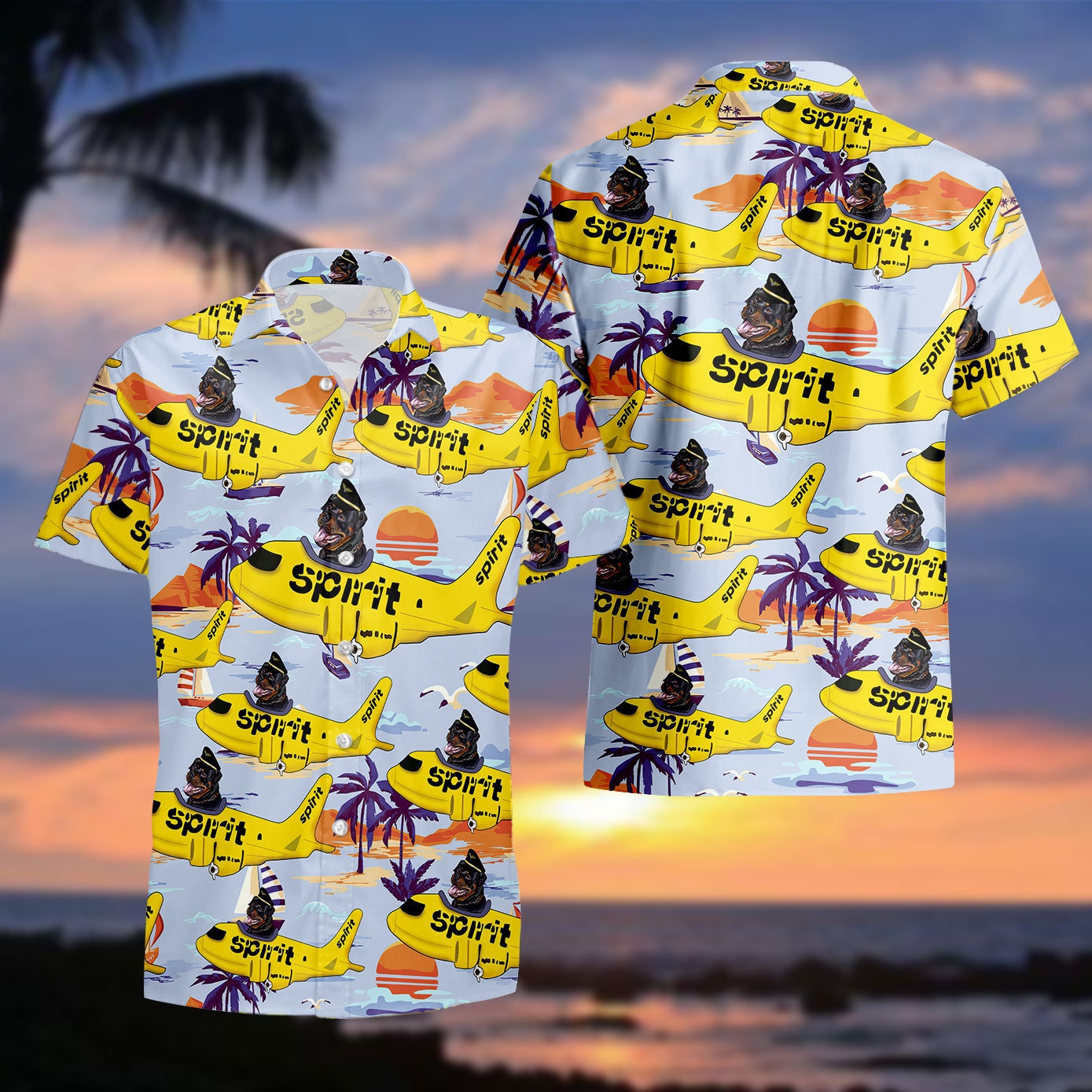 Spirit Airlines Rottweiler On Airbus Hawaiian Shirt
