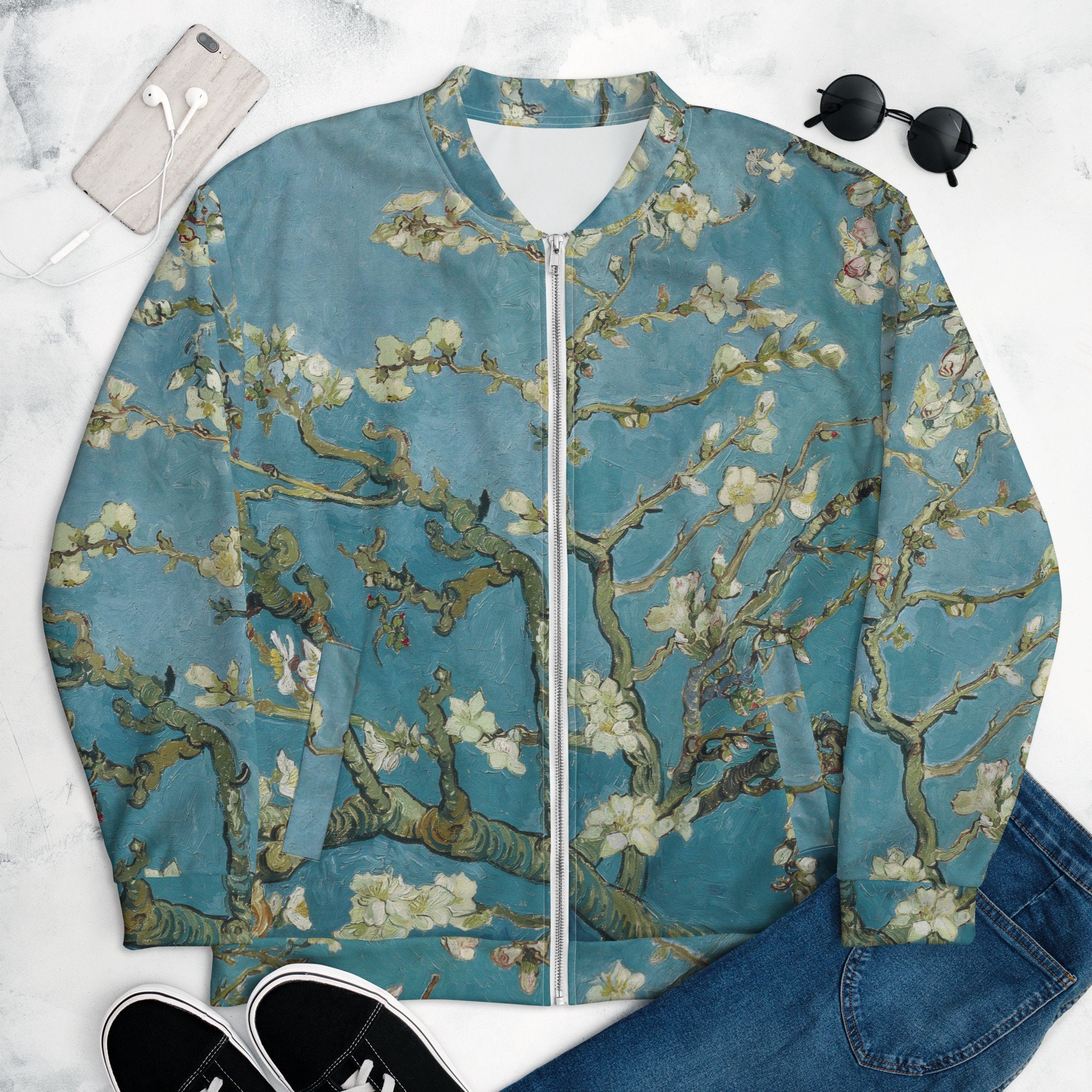 Vincent Van Gogh Almont Blossom Bomber Jacket ,All Over Print Aesthetic Fine Art Unisex Bomber Jacket