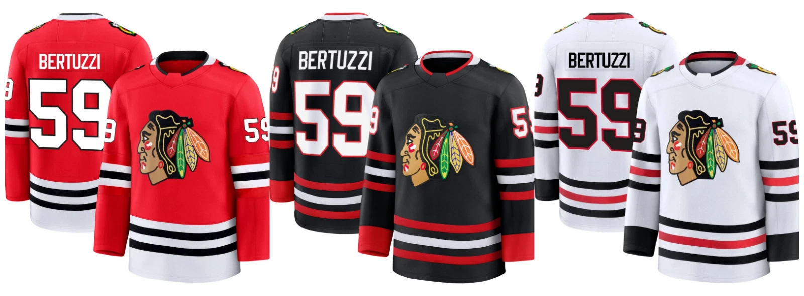 Men's #59 Bertuzzi Black Alternate / White Away / Red Home Stitched Jersey