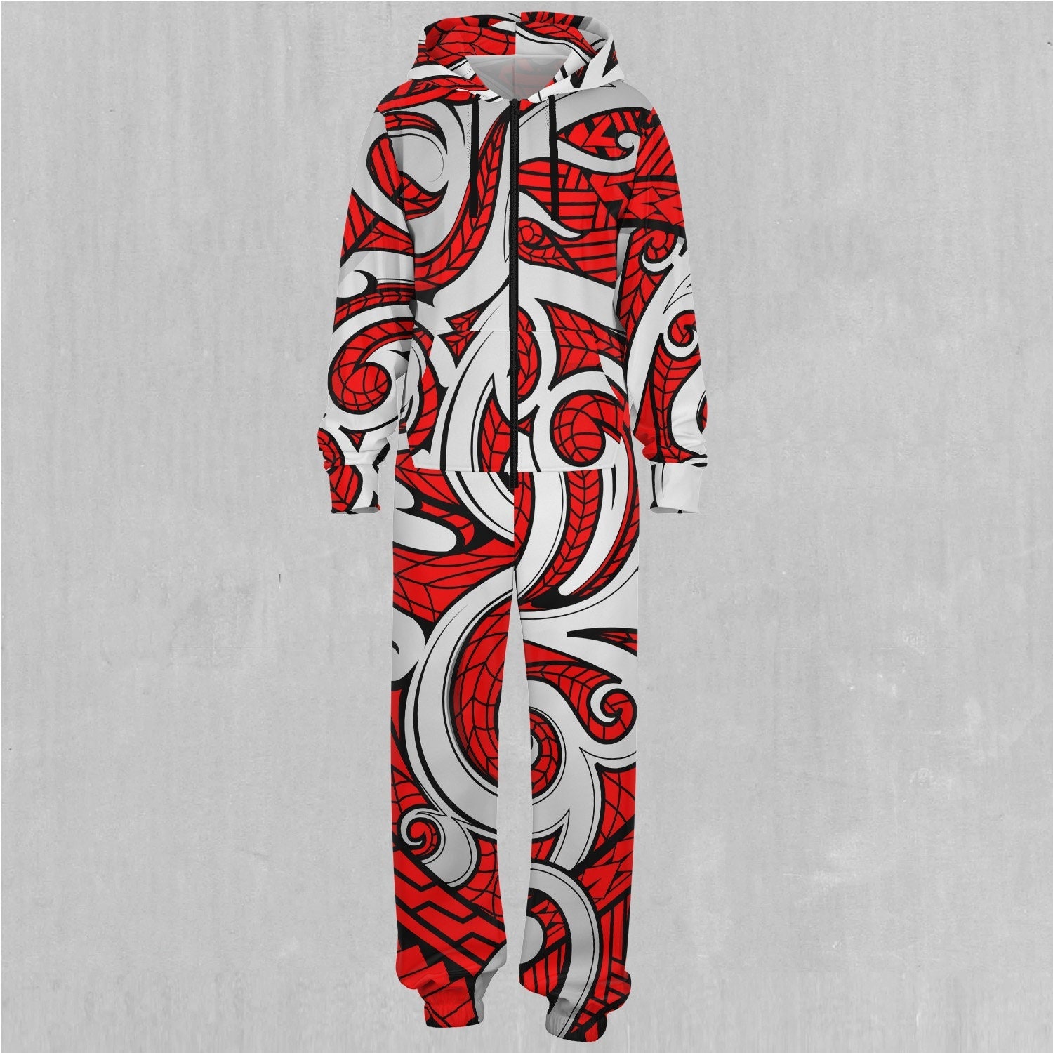 Polynesian Warrior Adult Zip Up Jumpsuit Pajamas