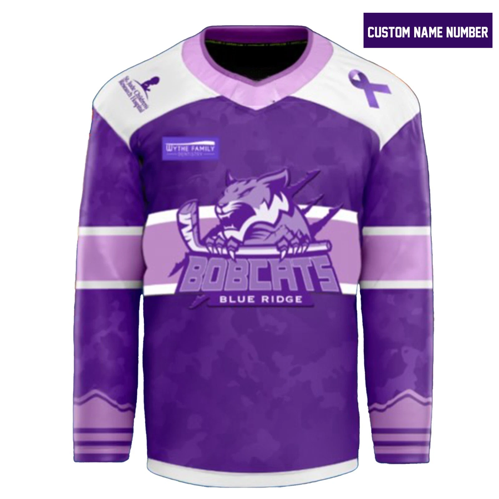 Personalized Blue Ridge Bobcats Fight Cancer 2025 Hockey Shirt Men's Fan Gear