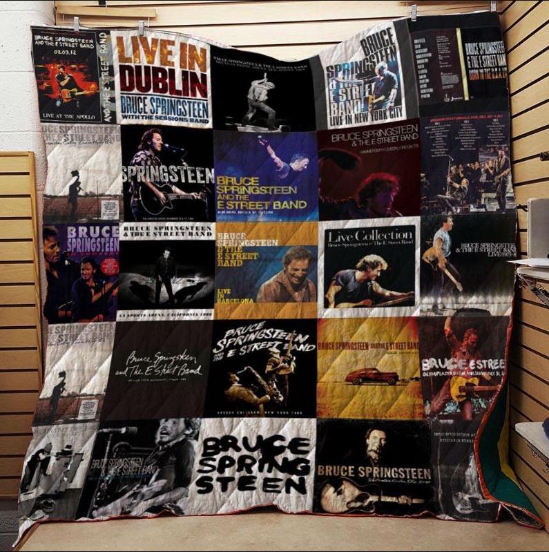 Bruce Springsteen Music Quilt, Vintage Handmade Bedding Blanket, Fan Gift, Home Decor