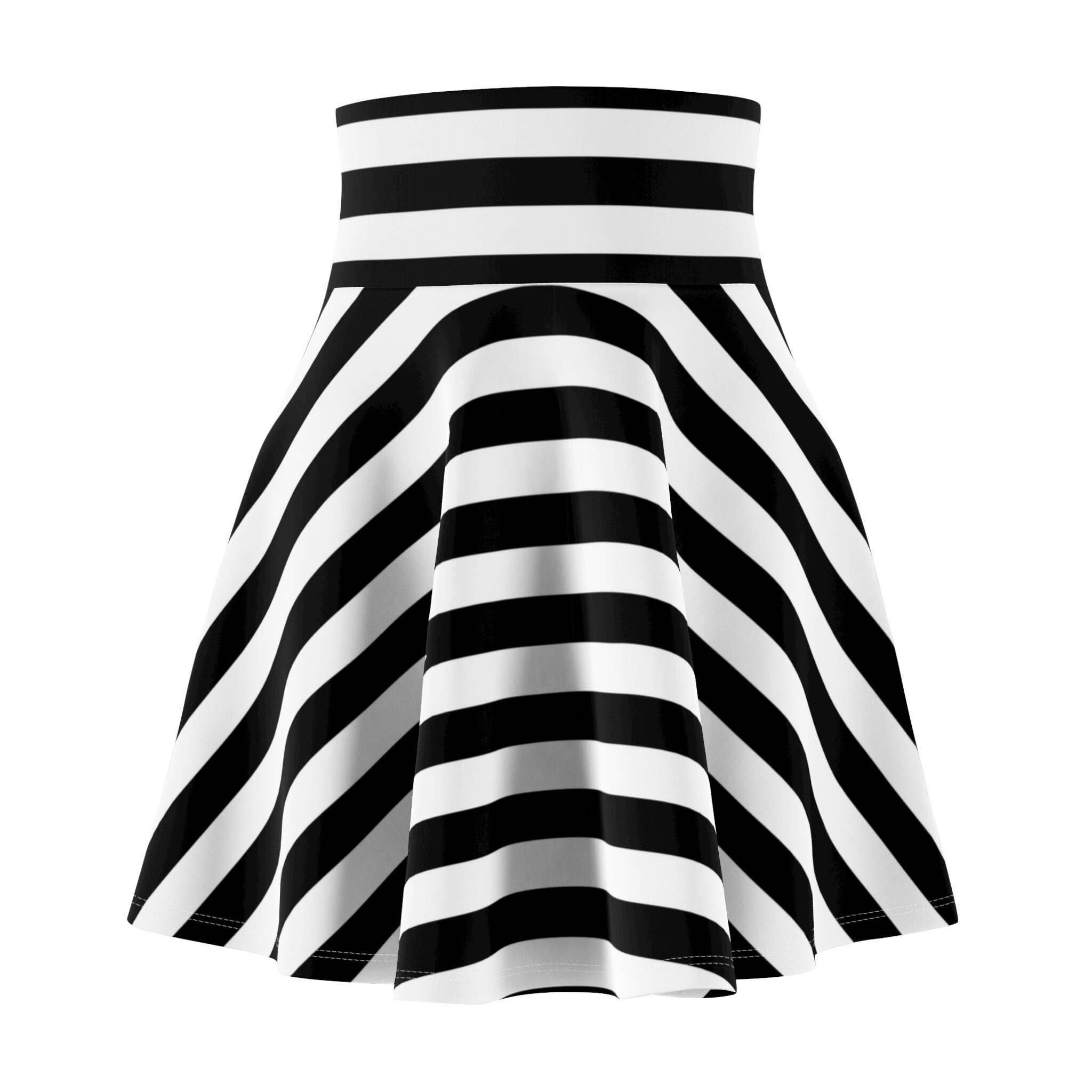 Black and White Striped Skater Skirt for Women Halloween Outfit