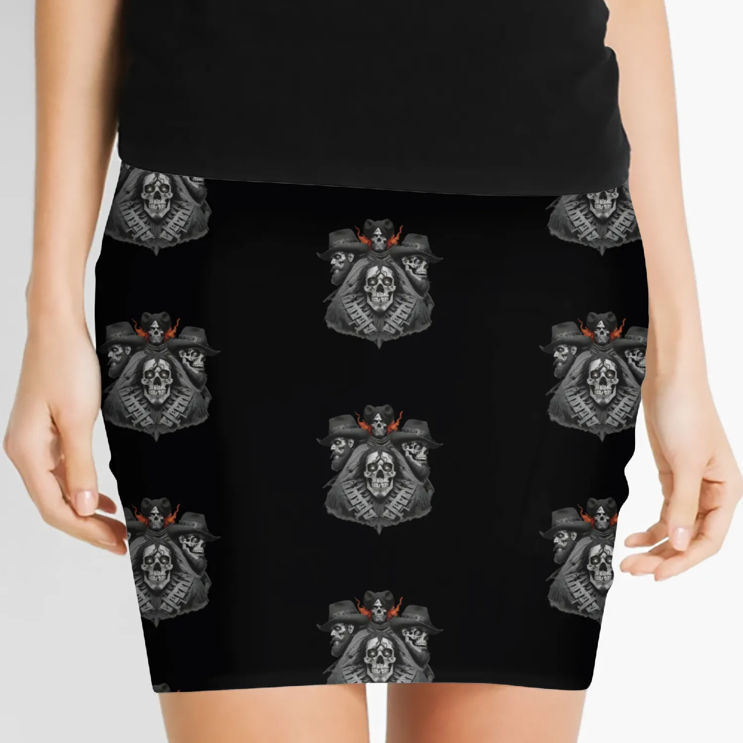 Cowboy Skull Women's Mini Skirts Design - Wild West Rodeo Grap