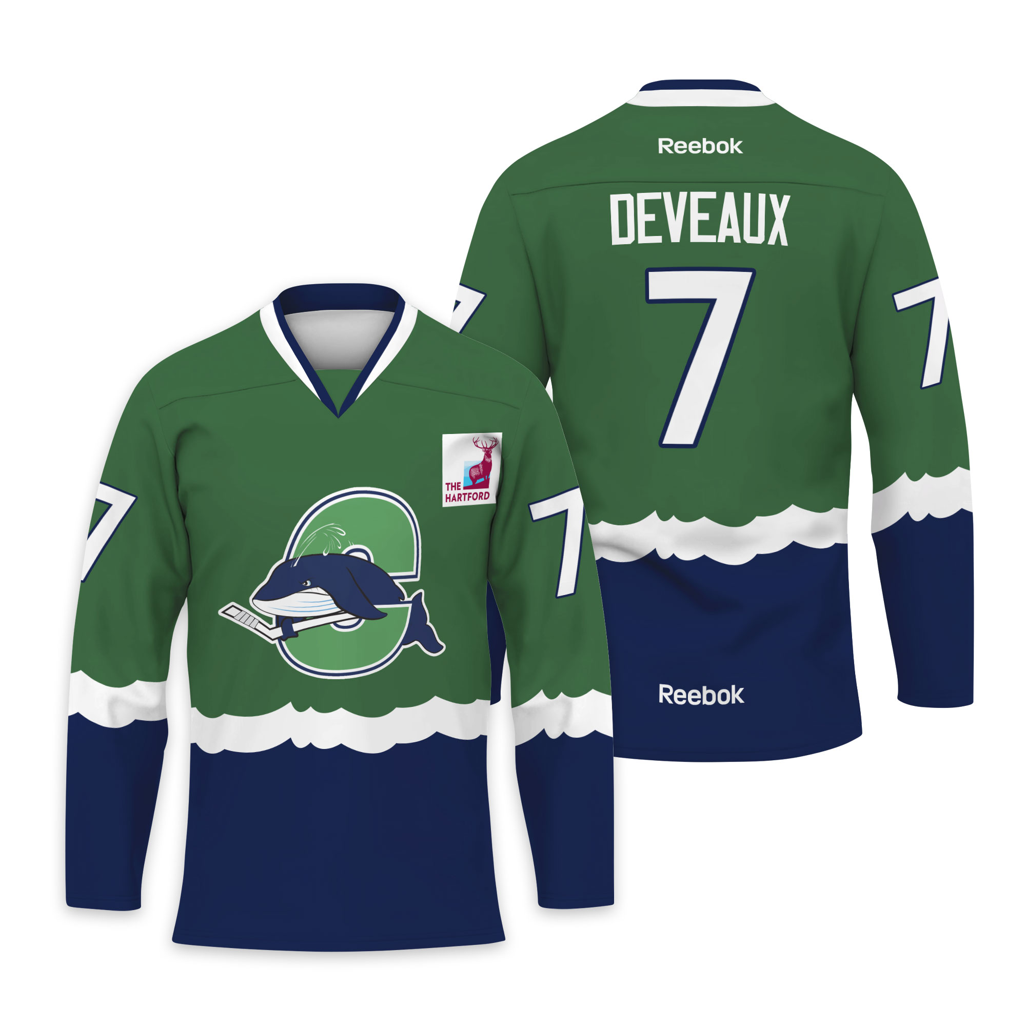 Game Worn Andre Deveaux Connecticut Whale AHL Jersey Hartford Wolf Pack