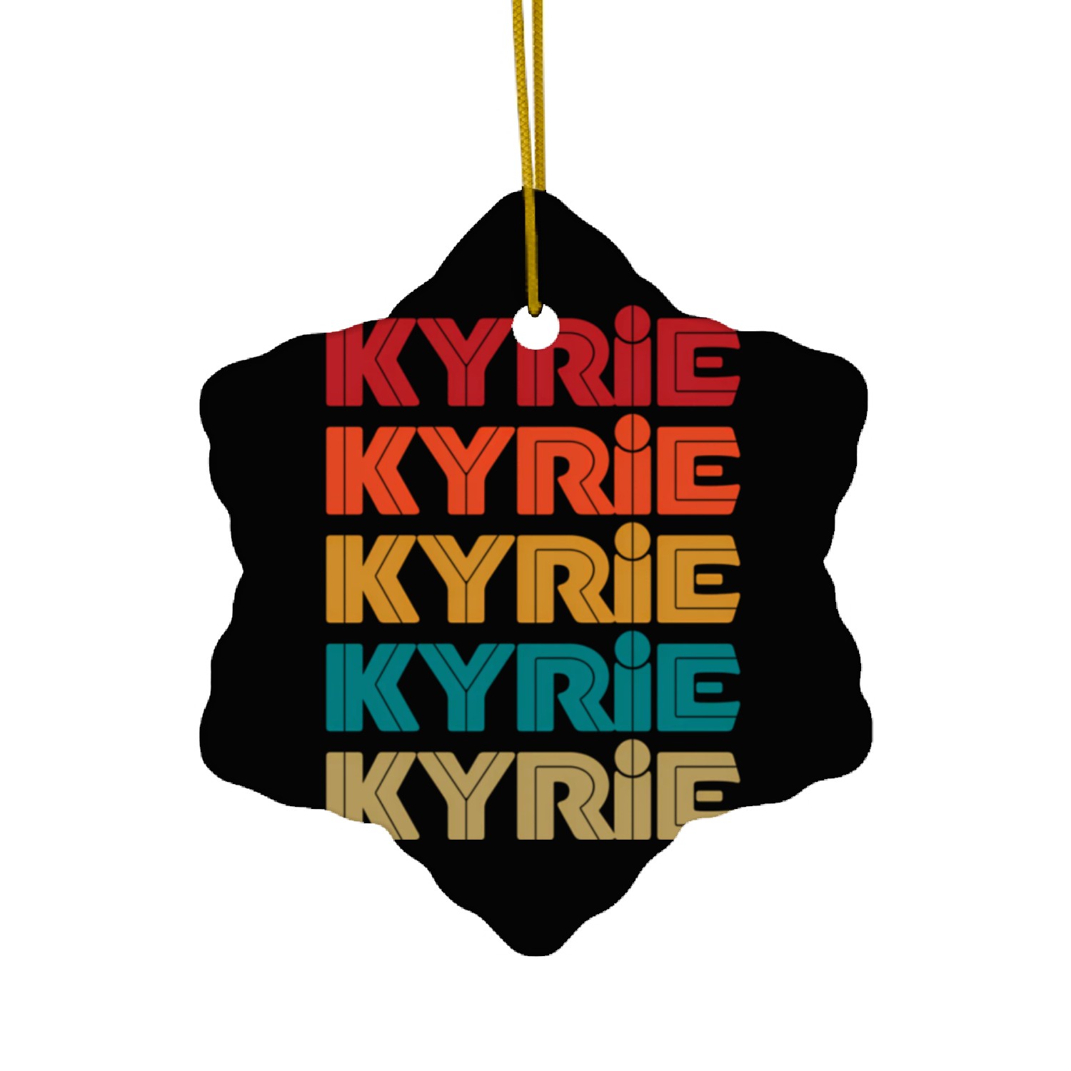 Kyrie Name Given Name Colorful Inline Font Ceramic Ornaments